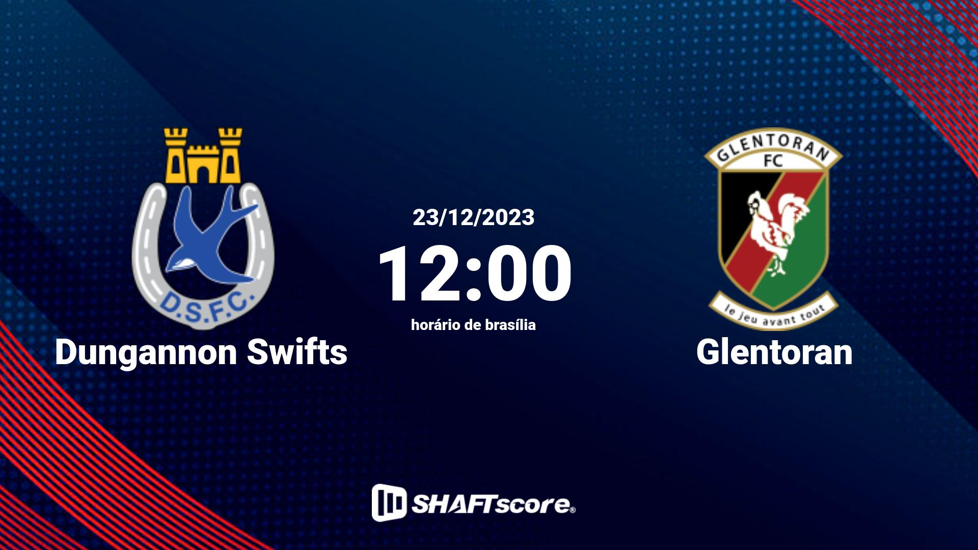 Estatísticas do jogo Dungannon Swifts vs Glentoran 23.12 12:00