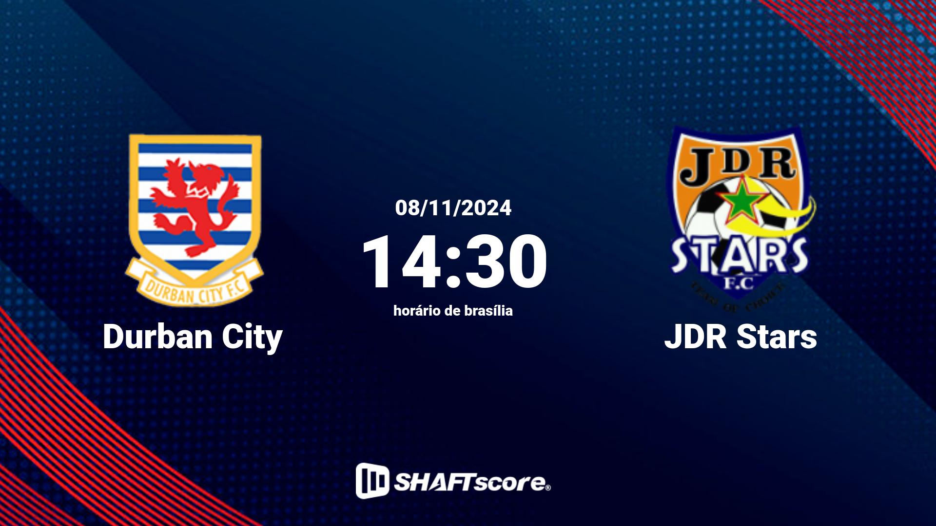 Estatísticas do jogo Durban City vs JDR Stars 08.11 14:30