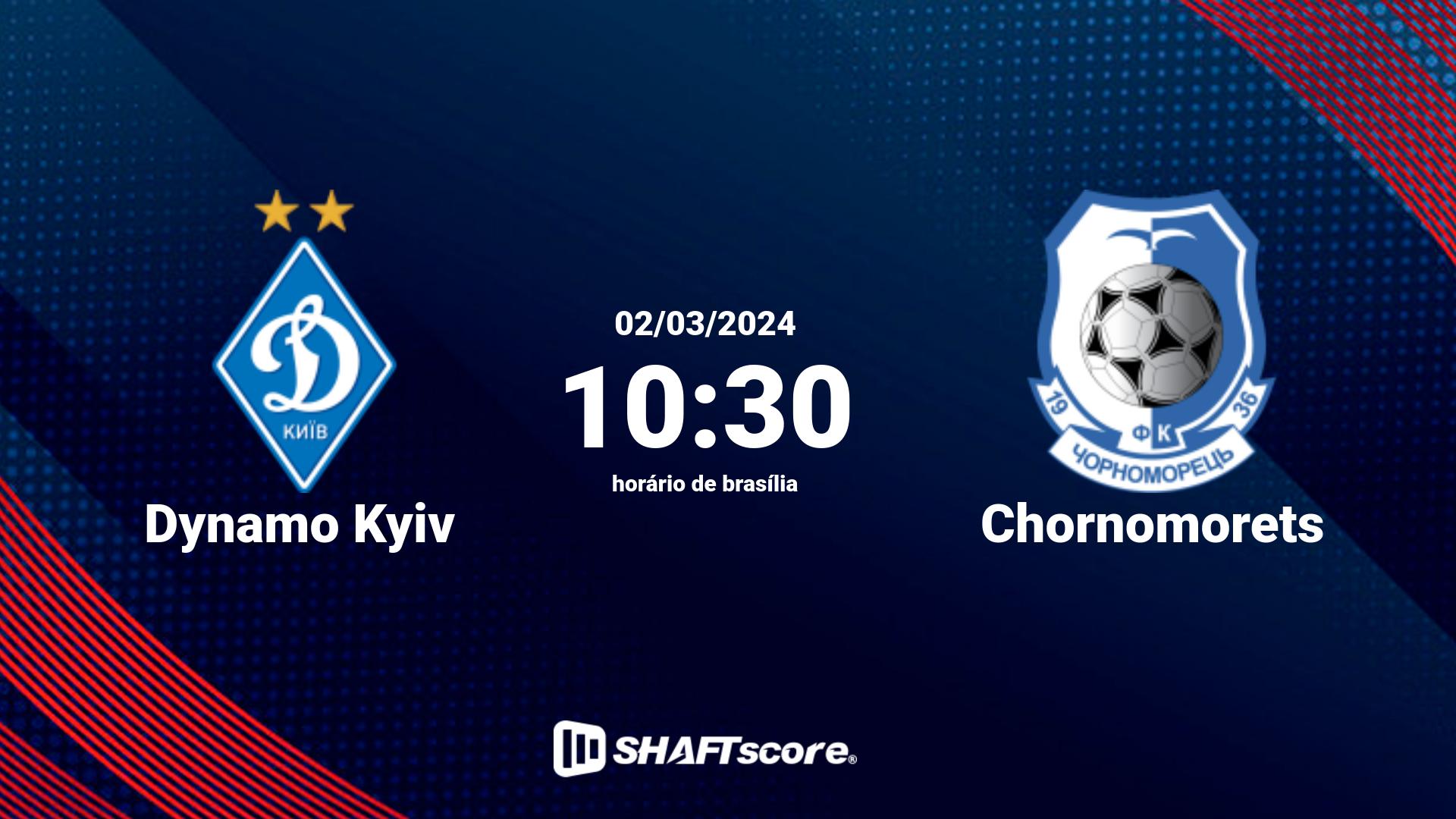 Estatísticas do jogo Dynamo Kyiv vs Chornomorets 02.03 10:30