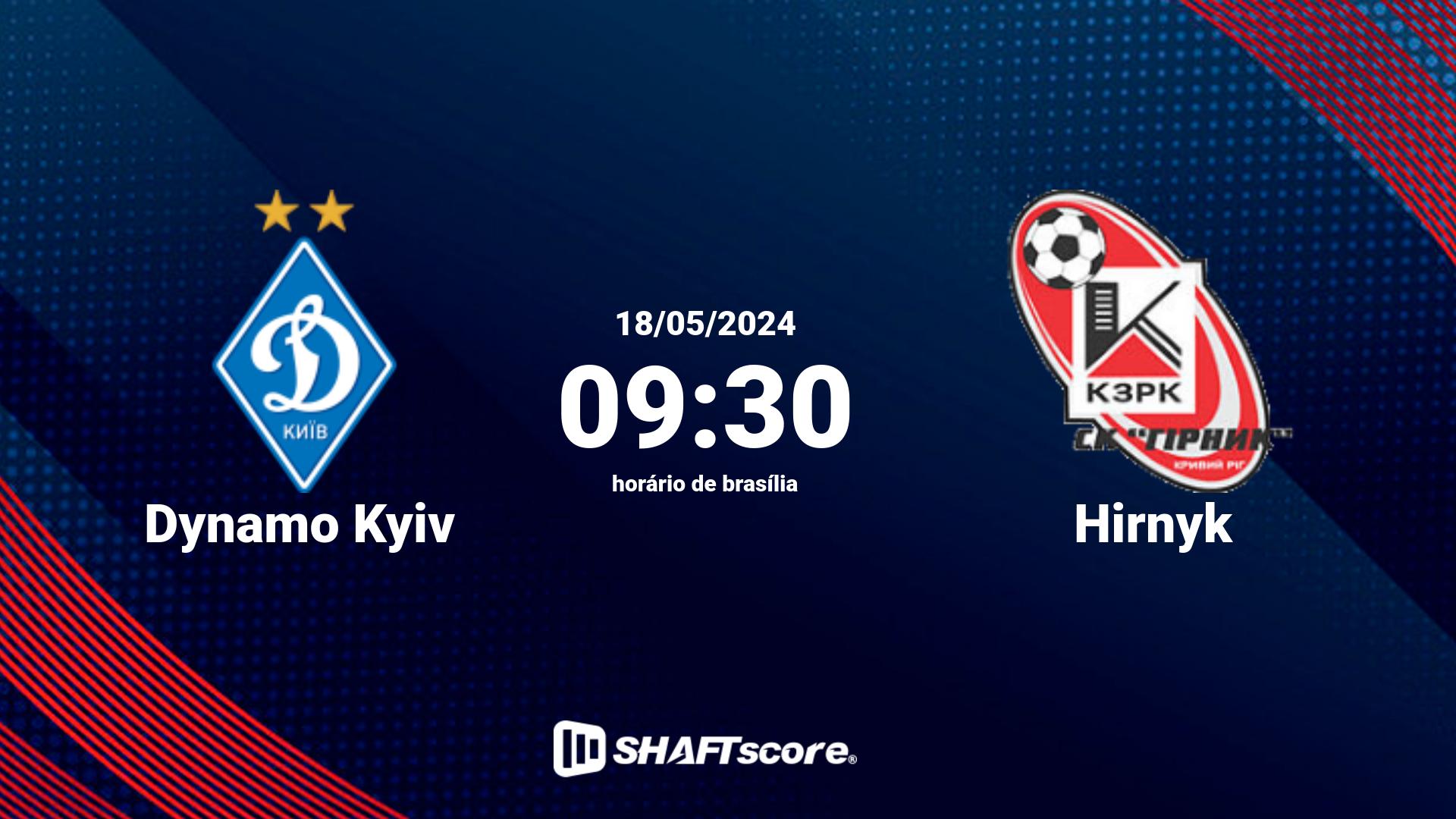 Estatísticas do jogo Dynamo Kyiv vs Hirnyk 18.05 09:30