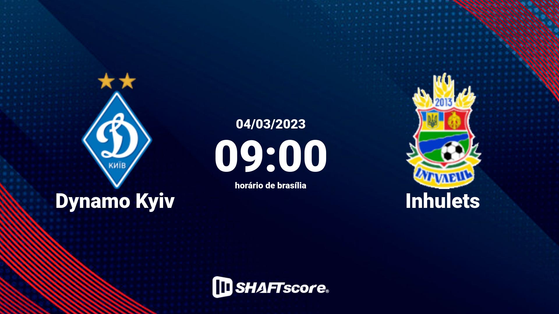 Estatísticas do jogo Dynamo Kyiv vs Inhulets 04.03 09:00