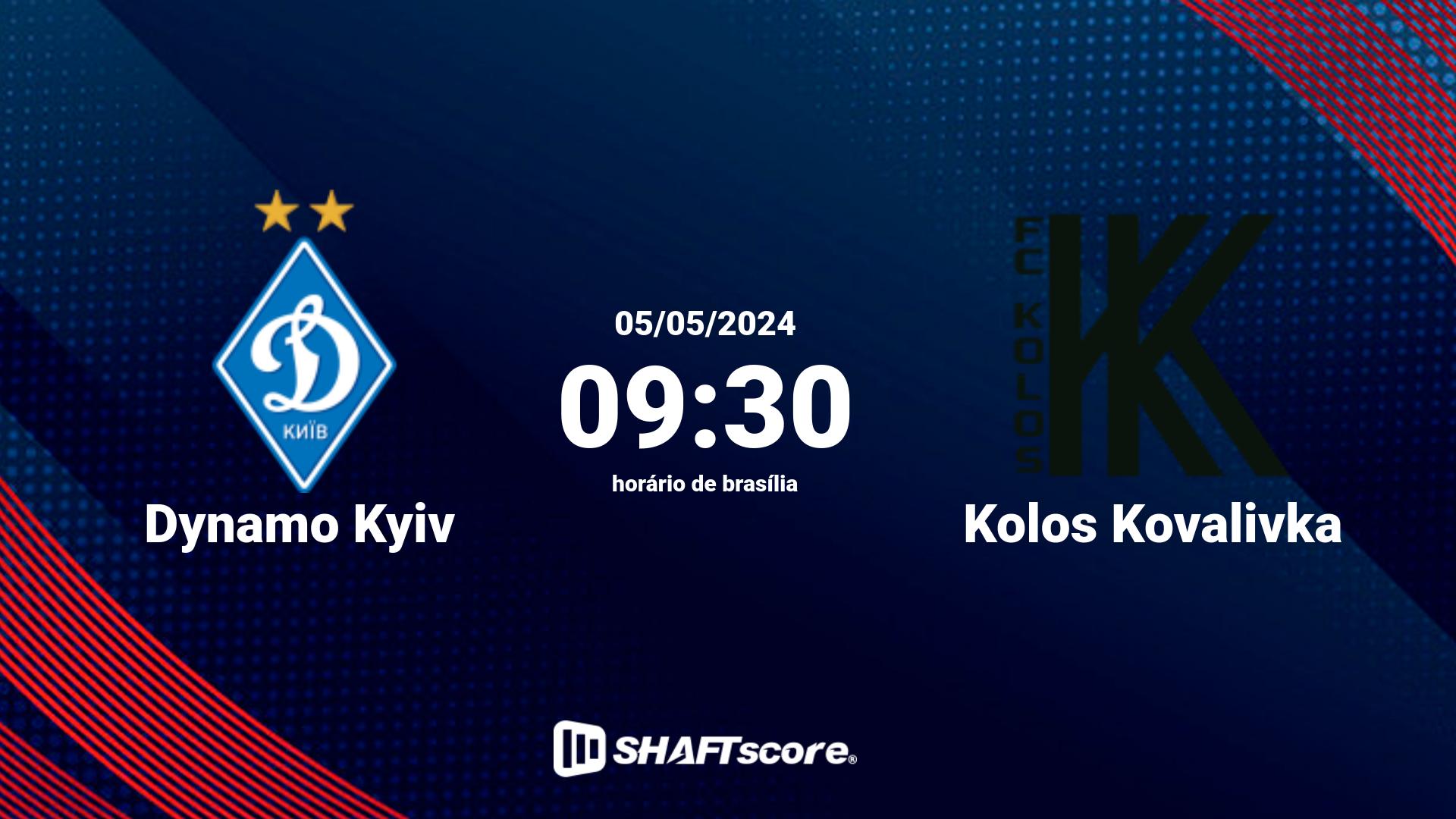 Estatísticas do jogo Dynamo Kyiv vs Kolos Kovalivka 05.05 09:30