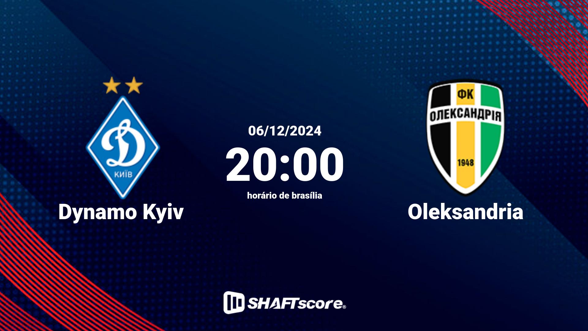 Estatísticas do jogo Dynamo Kyiv vs Oleksandria 06.12 20:00