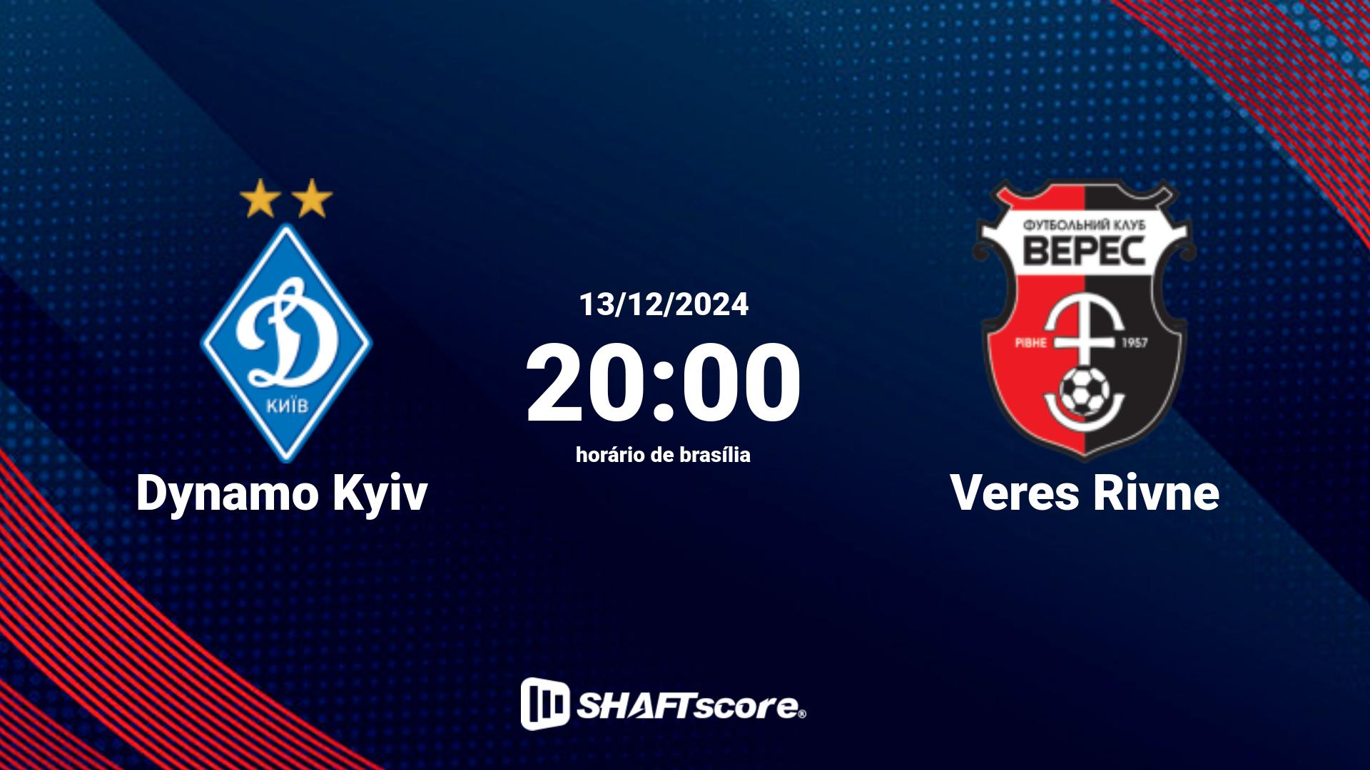 Estatísticas do jogo Dynamo Kyiv vs Veres Rivne 13.12 20:00