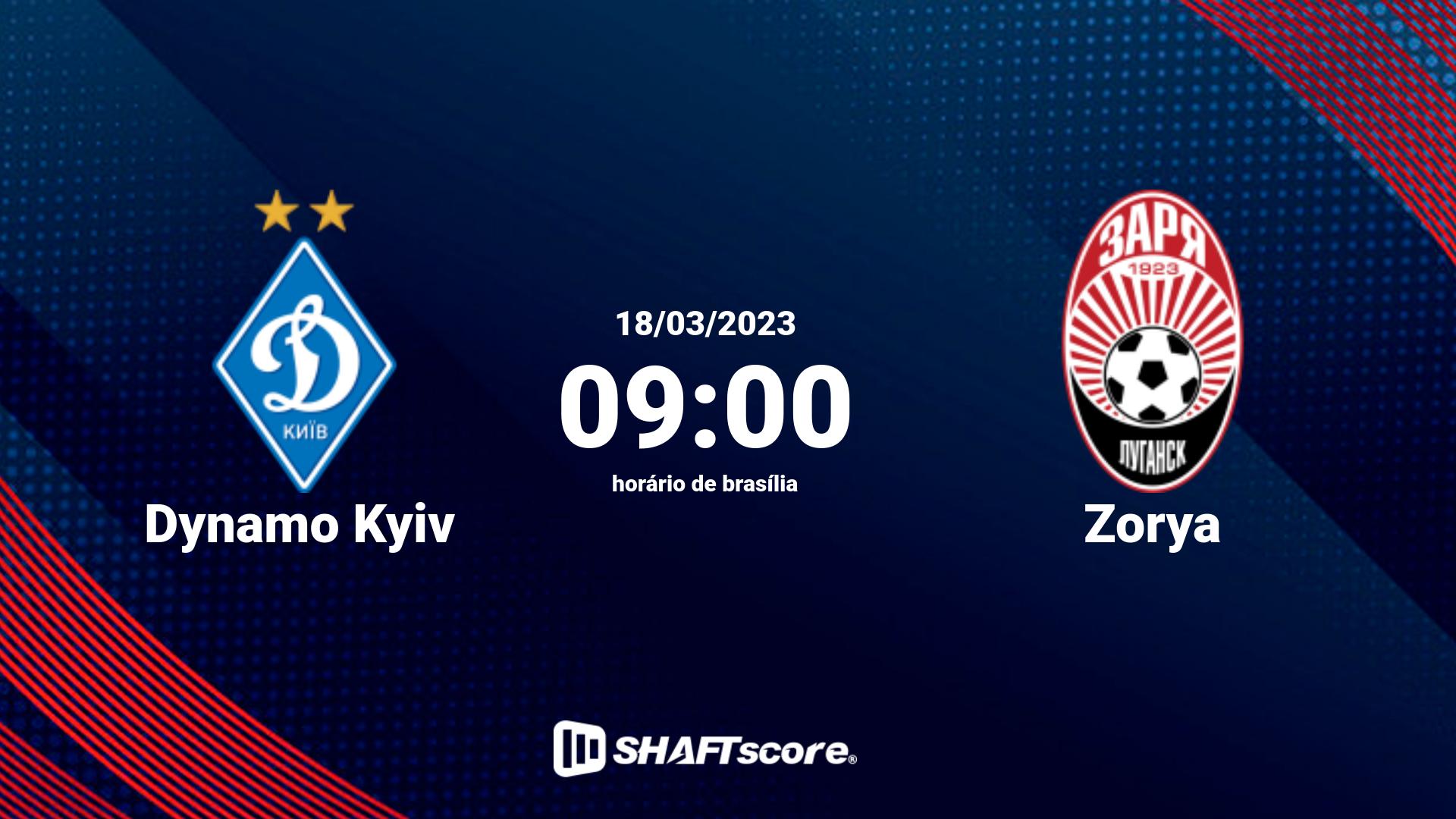 Estatísticas do jogo Dynamo Kyiv vs Zorya 18.03 09:00