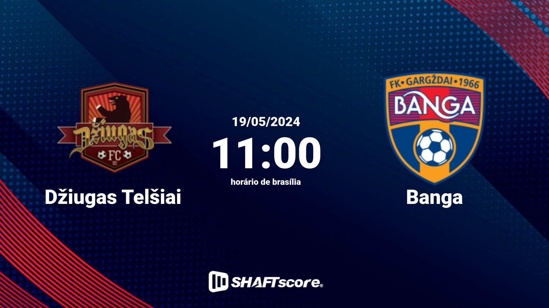 Estatísticas do jogo Džiugas Telšiai vs Banga 19.05 11:00