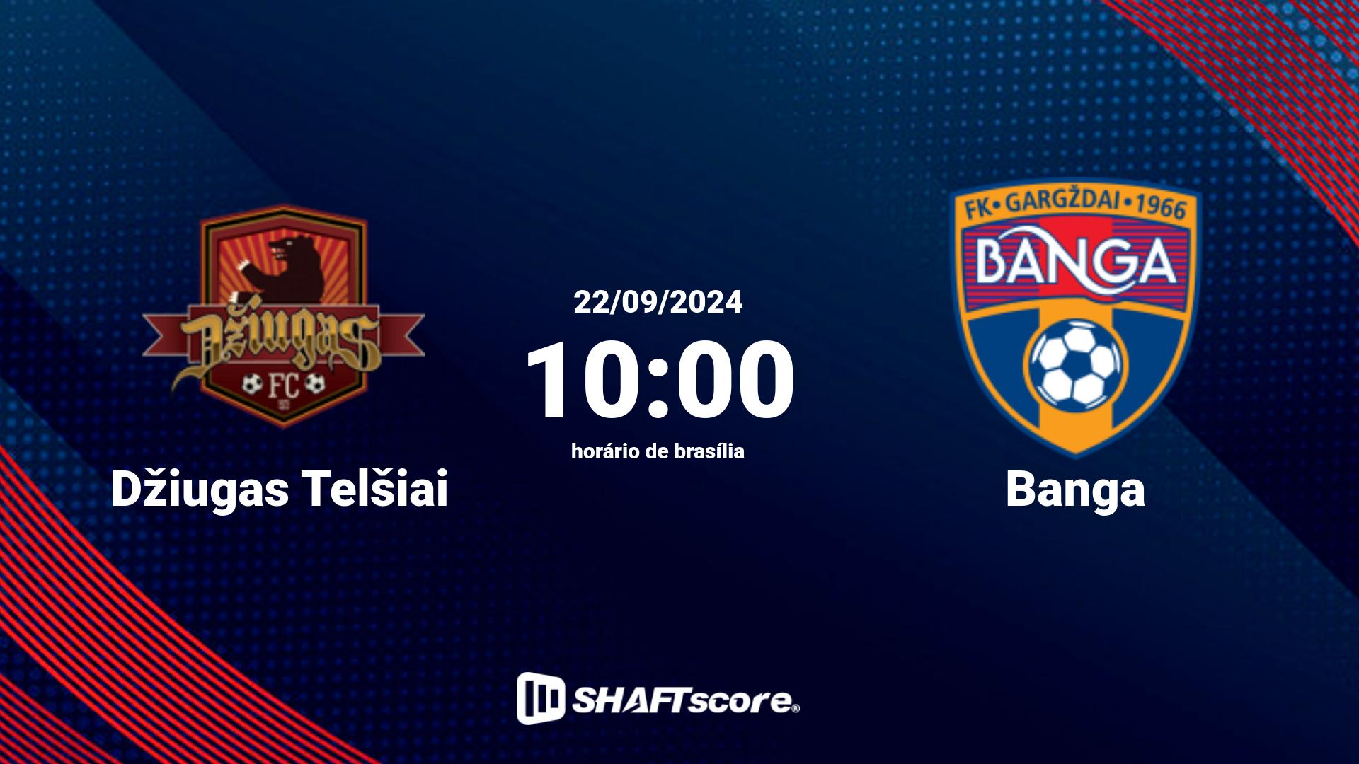 Estatísticas do jogo Džiugas Telšiai vs Banga 22.09 10:00