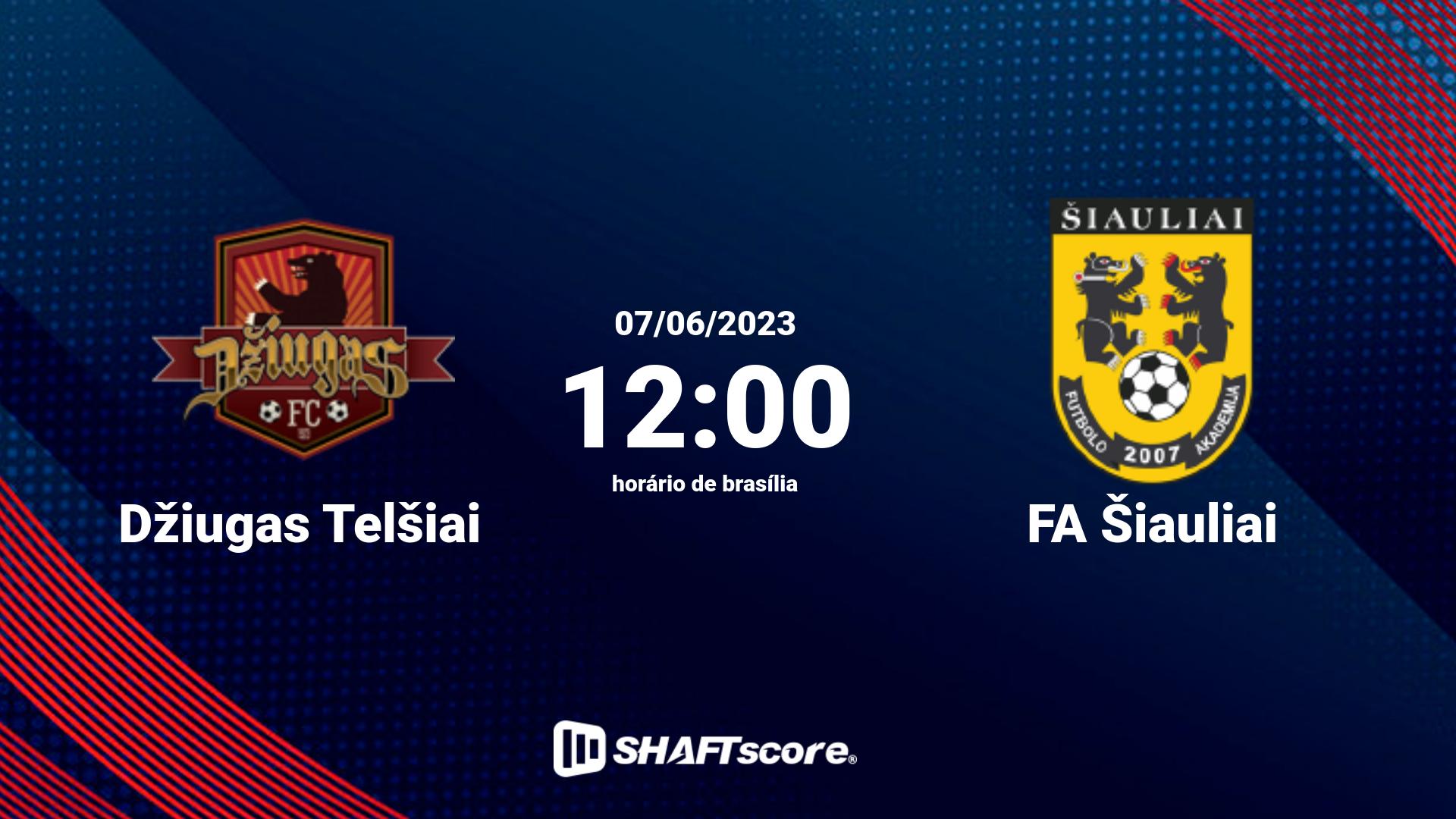 Estatísticas do jogo Džiugas Telšiai vs FA Šiauliai 07.06 12:00