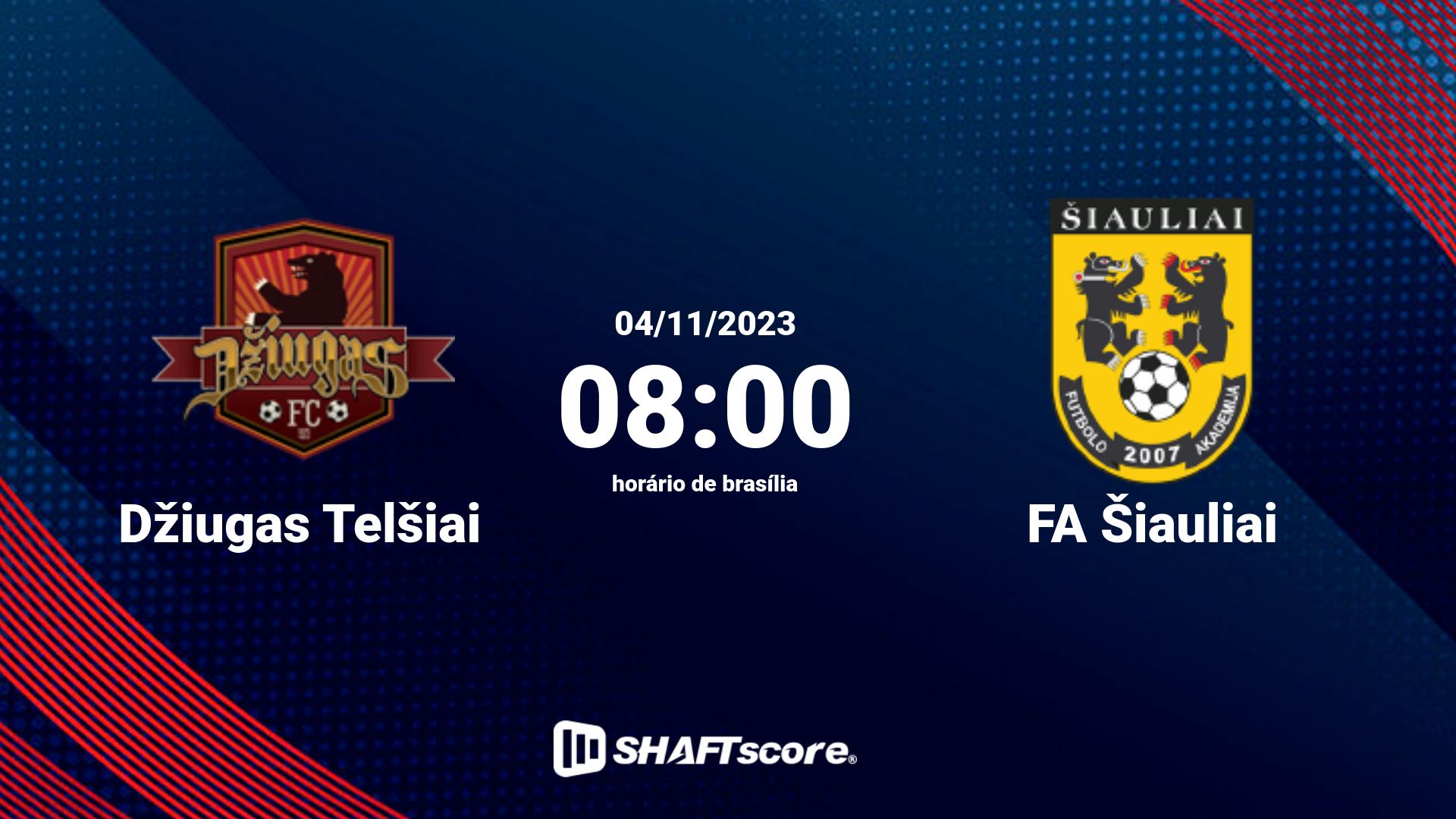 Estatísticas do jogo Džiugas Telšiai vs FA Šiauliai 04.11 08:00