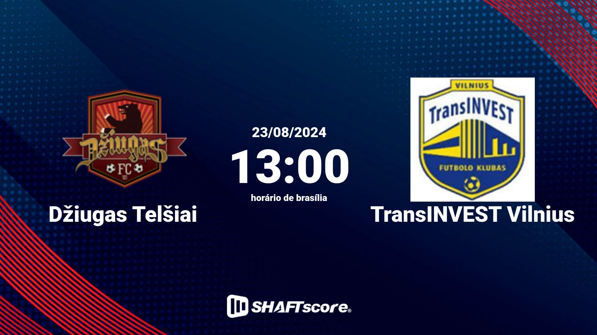 Estatísticas do jogo Džiugas Telšiai vs TransINVEST Vilnius 23.08 13:00