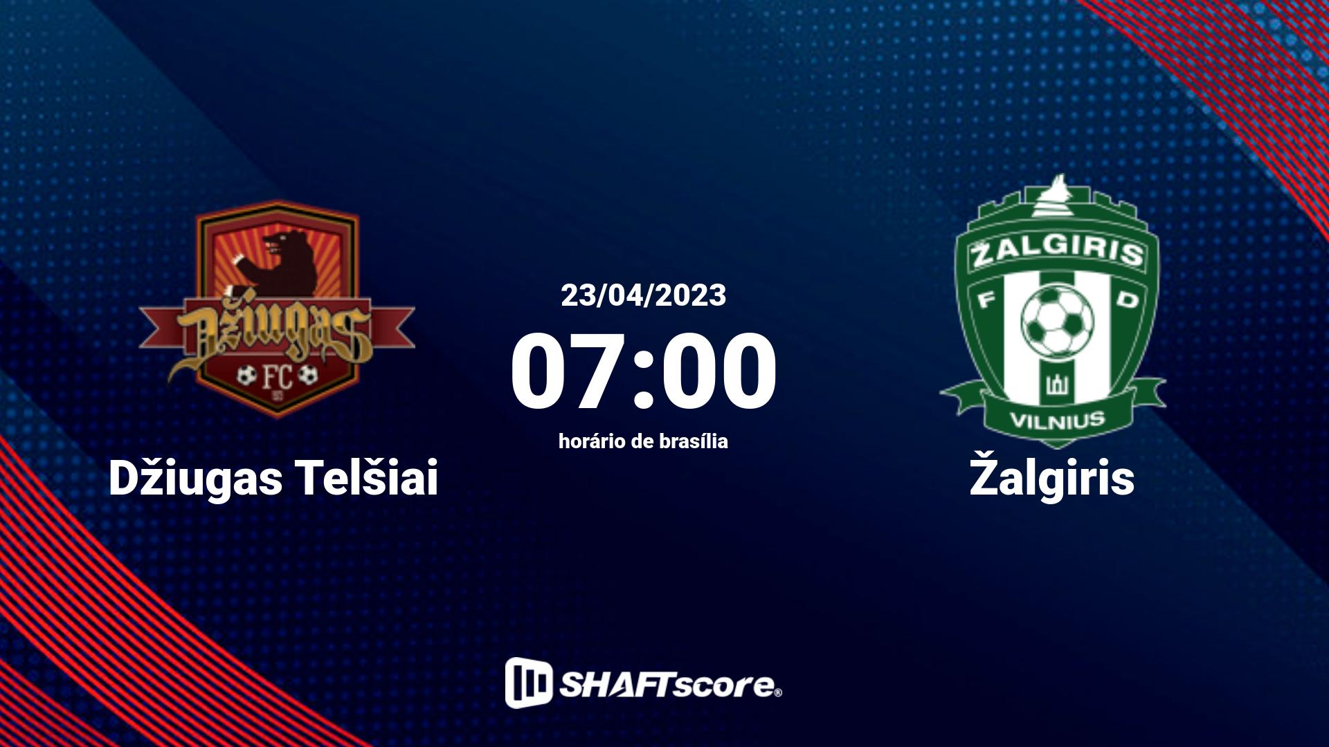 Estatísticas do jogo Džiugas Telšiai vs Žalgiris 23.04 07:00