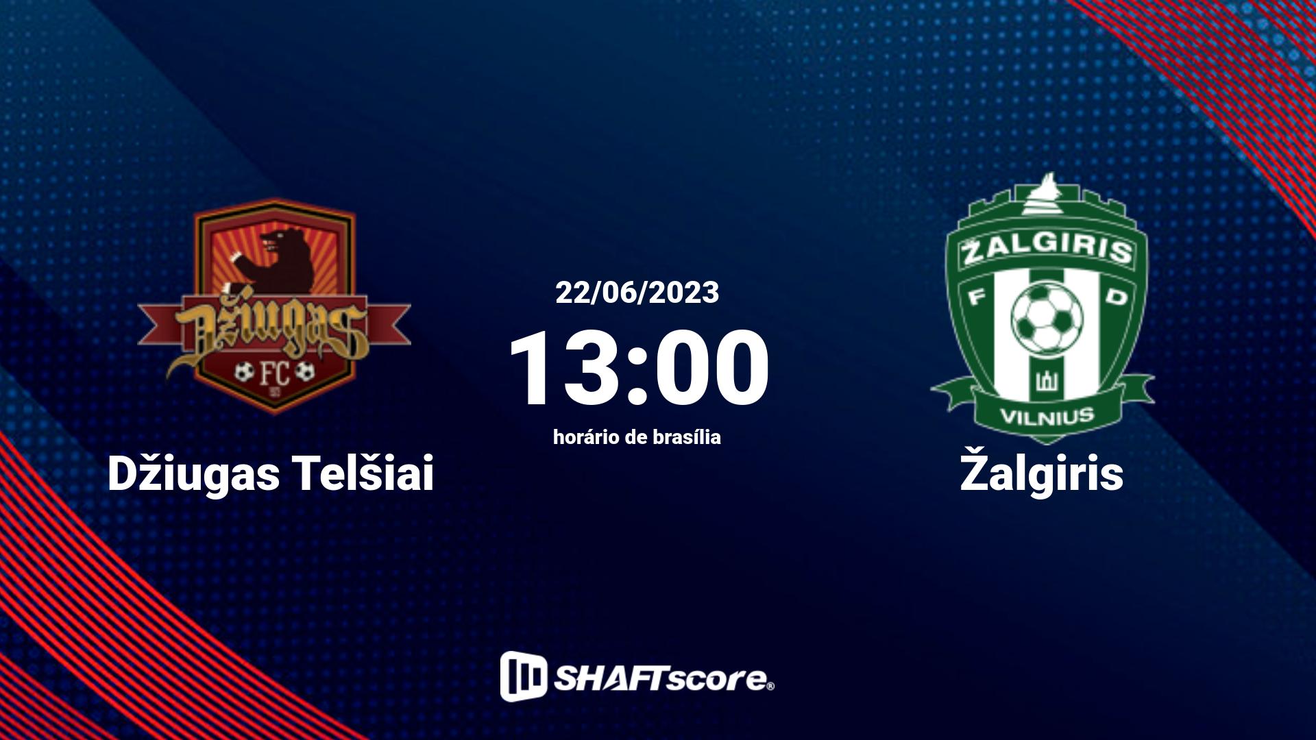 Estatísticas do jogo Džiugas Telšiai vs Žalgiris 22.06 13:00