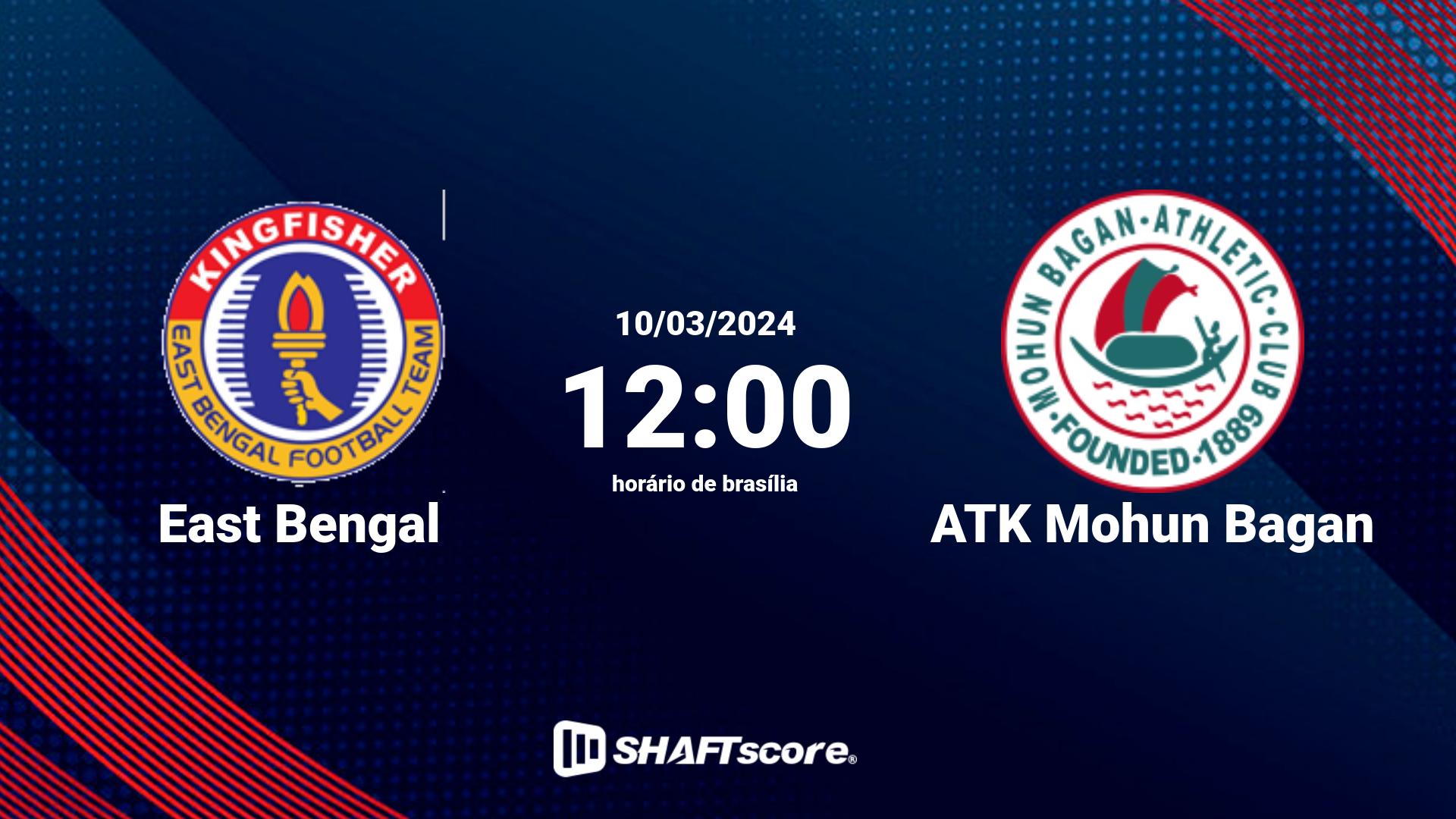 Estatísticas do jogo East Bengal vs ATK Mohun Bagan 10.03 12:00