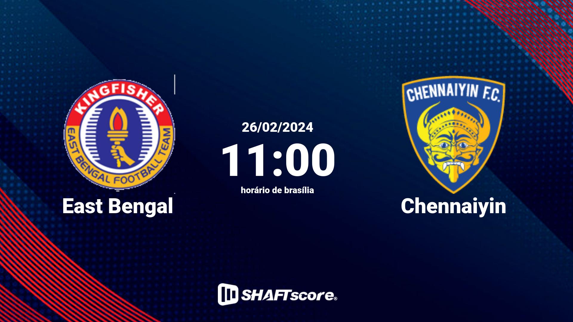 Estatísticas do jogo East Bengal vs Chennaiyin 26.02 11:00