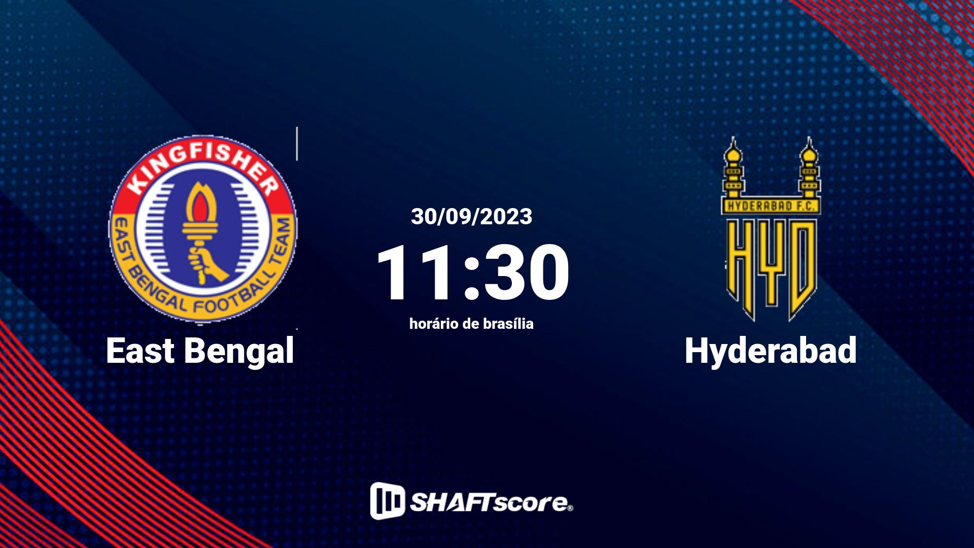 Estatísticas do jogo East Bengal vs Hyderabad 30.09 11:30