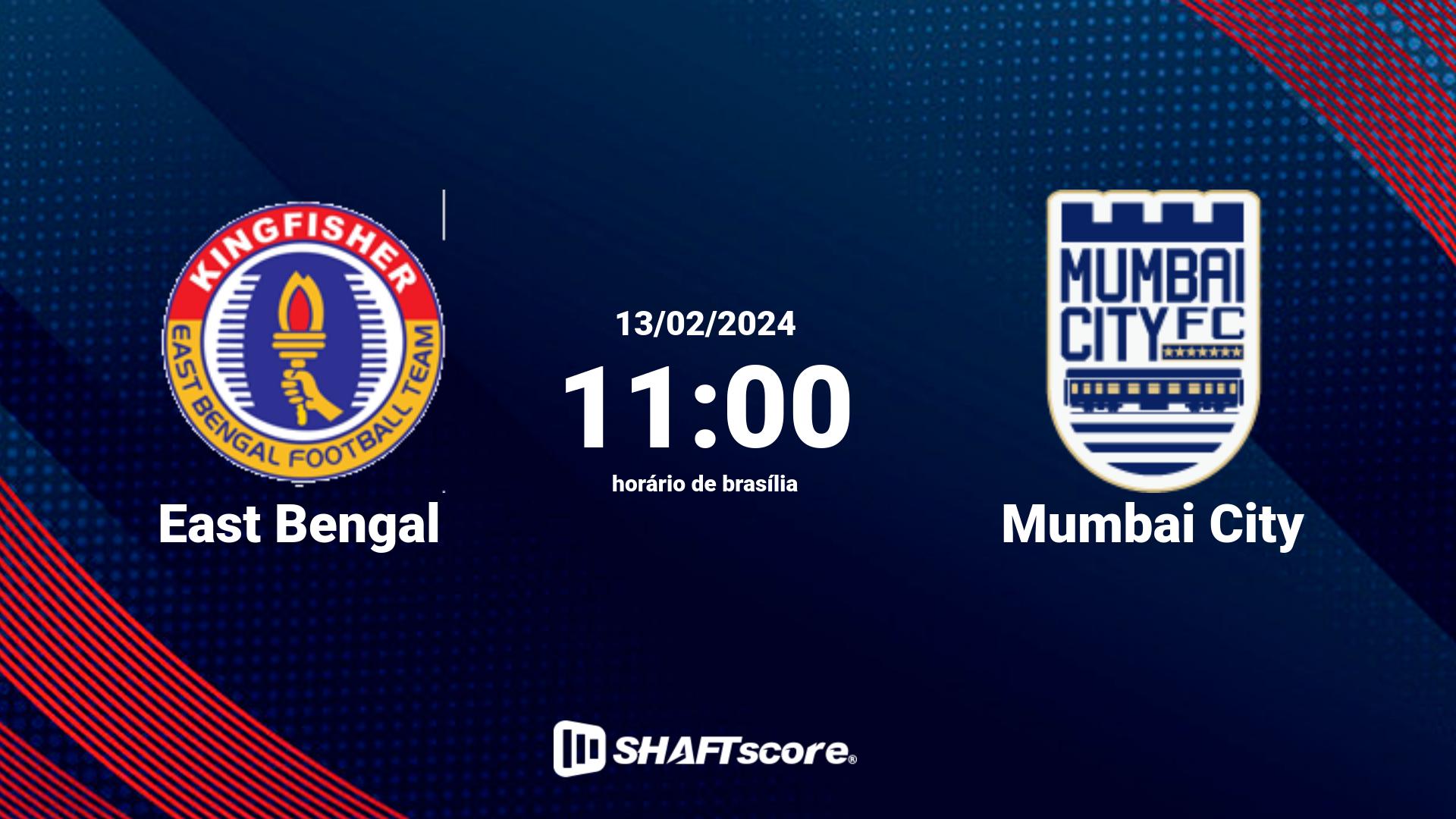 Estatísticas do jogo East Bengal vs Mumbai City 13.02 11:00