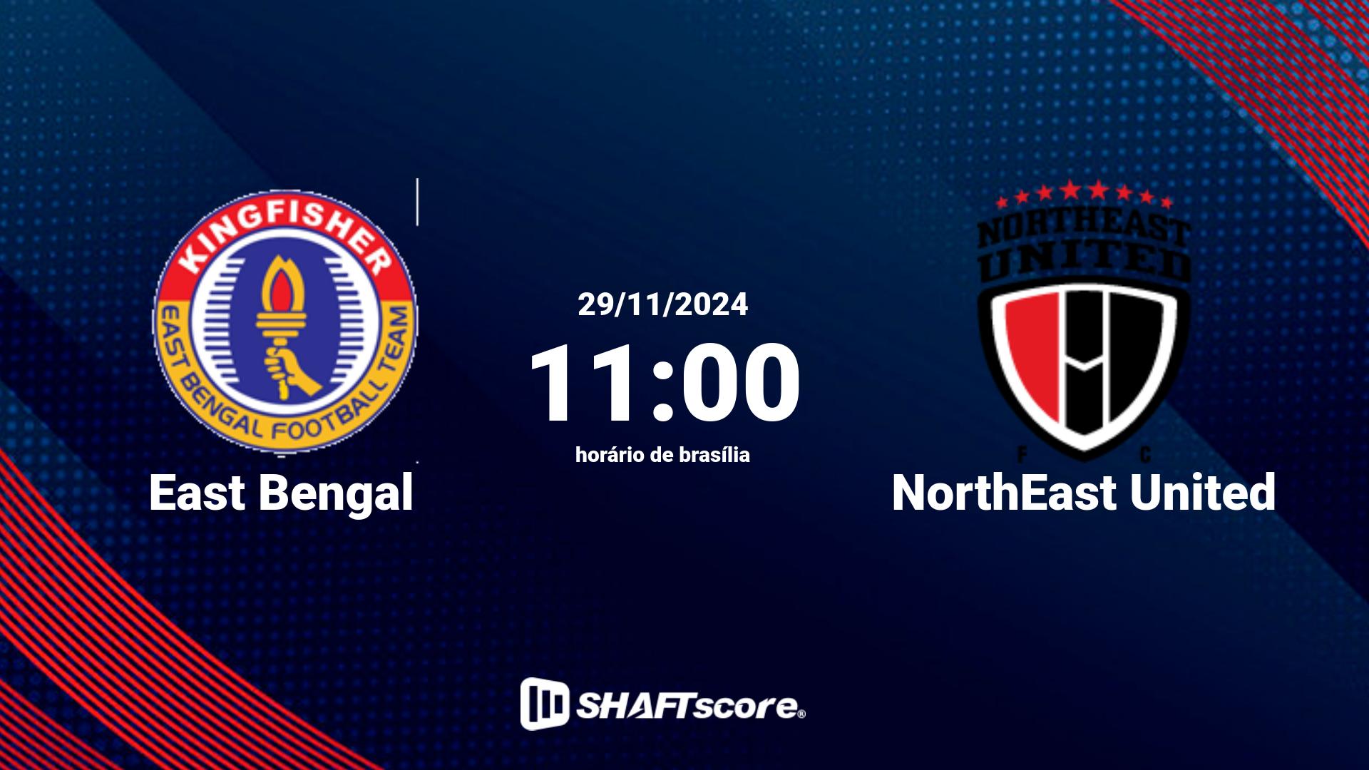 Estatísticas do jogo East Bengal vs NorthEast United 29.11 11:00