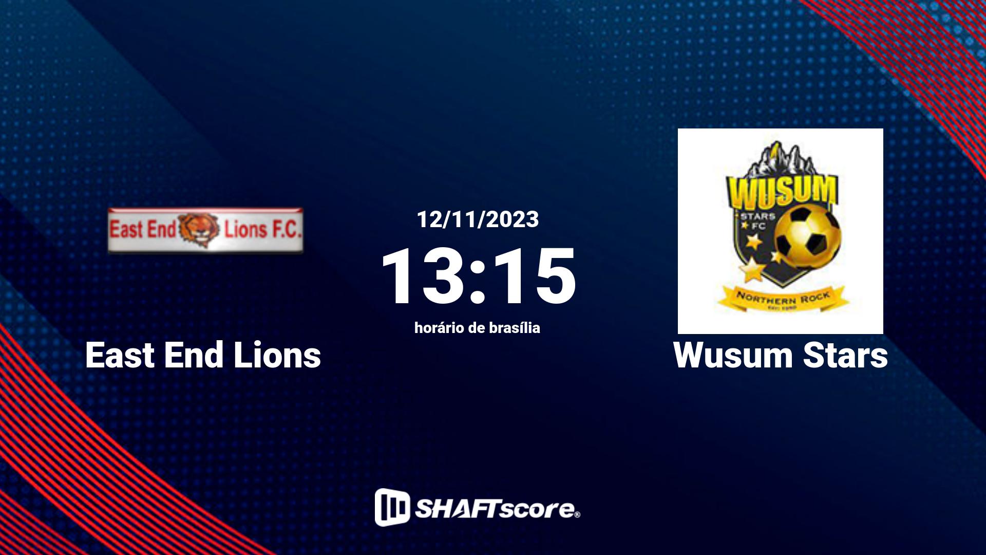 Estatísticas do jogo East End Lions vs Wusum Stars 12.11 13:15