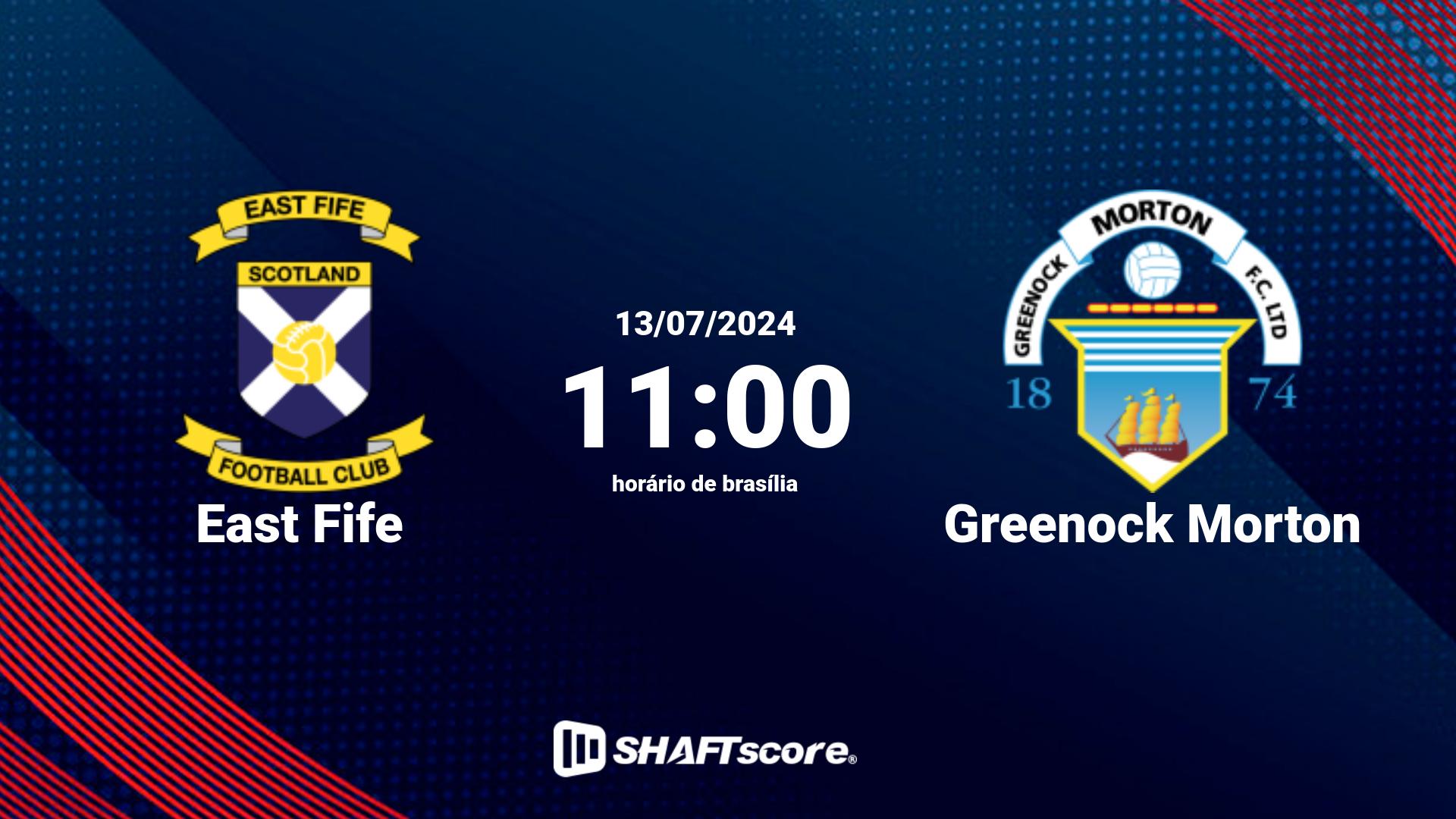 Estatísticas do jogo East Fife vs Greenock Morton 13.07 11:00