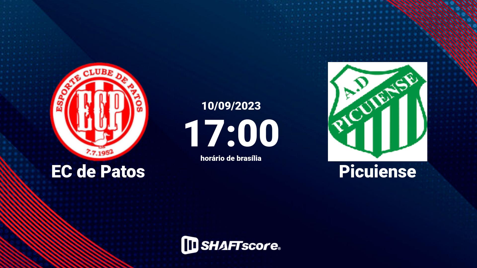 Estatísticas do jogo EC de Patos vs Picuiense 10.09 17:00