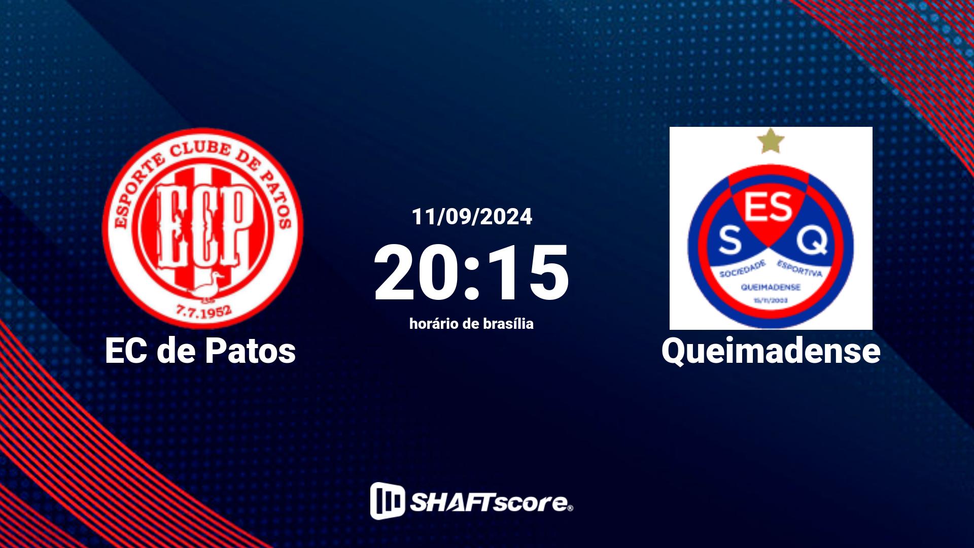 Estatísticas do jogo EC de Patos vs Queimadense 11.09 20:15