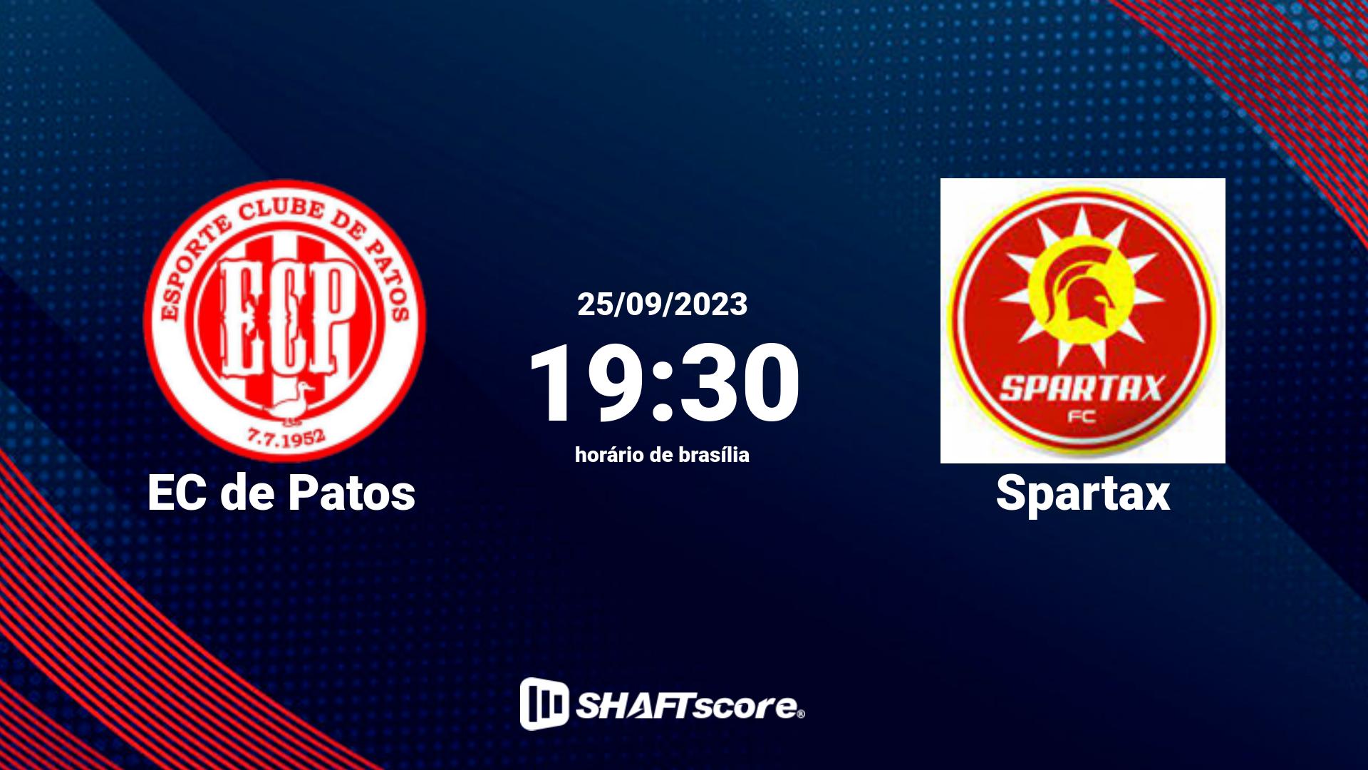 Estatísticas do jogo EC de Patos vs Spartax 25.09 19:30