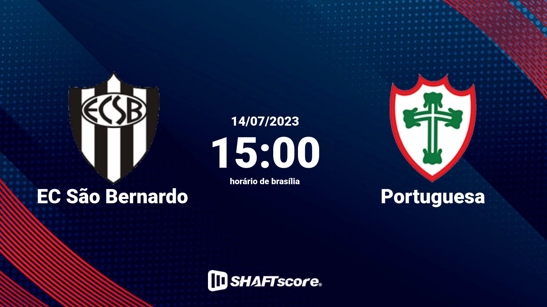 Estatísticas do jogo EC São Bernardo vs Portuguesa 14.07 15:00