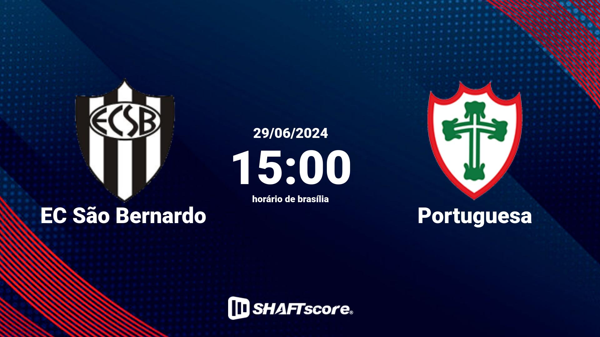 Estatísticas do jogo EC São Bernardo vs Portuguesa 29.06 15:00