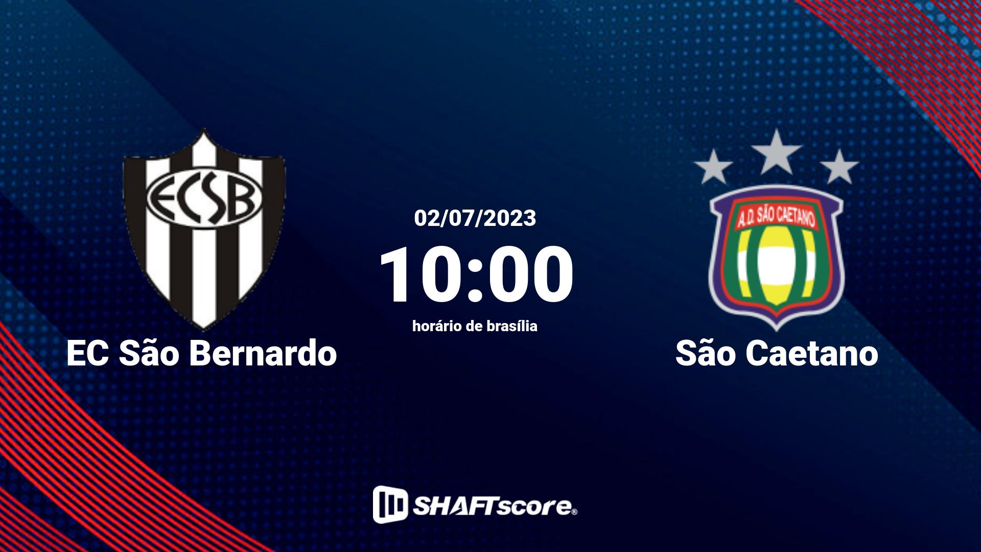 Estatísticas do jogo EC São Bernardo vs São Caetano 02.07 10:00