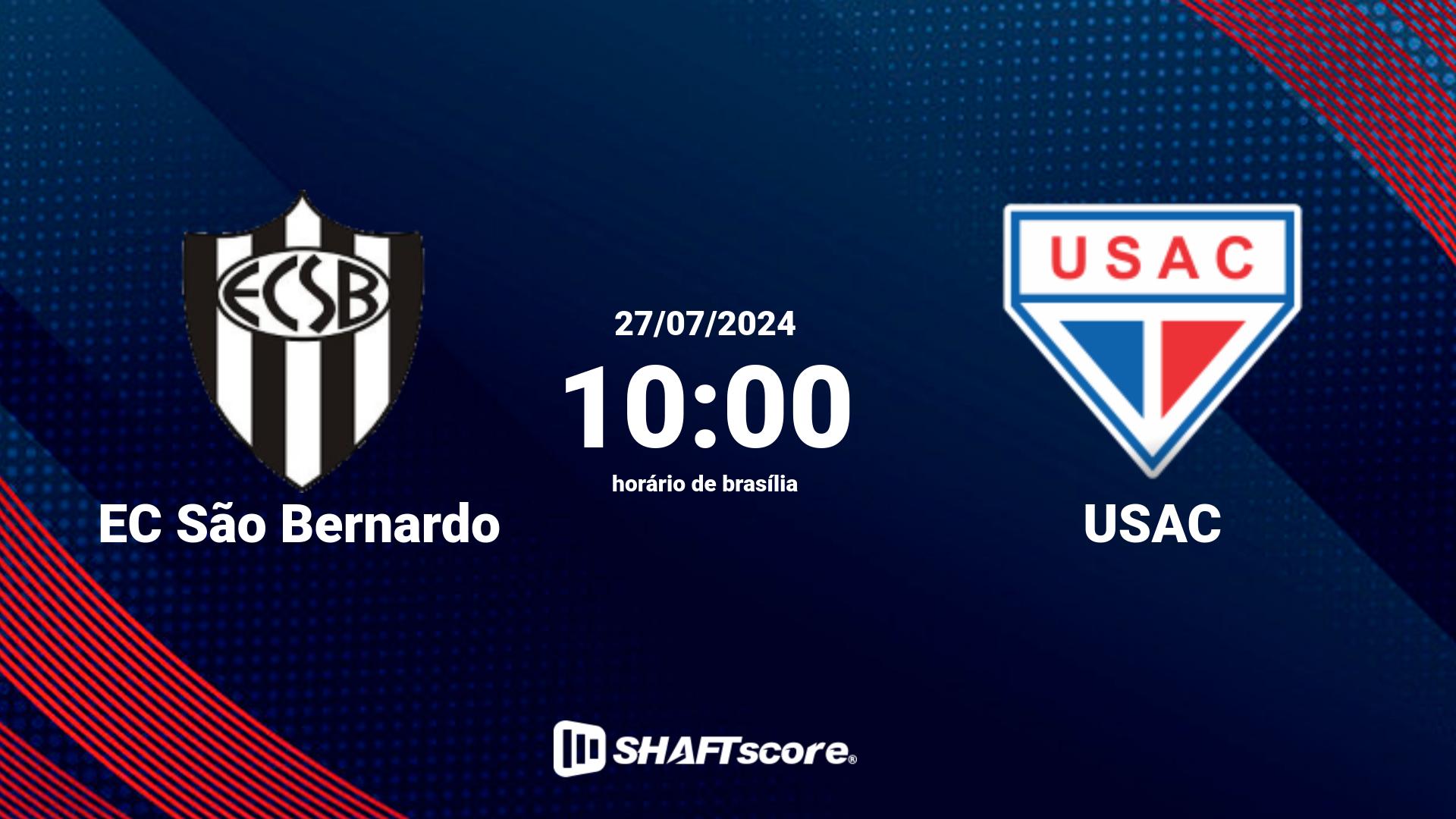 Estatísticas do jogo EC São Bernardo vs USAC 27.07 10:00