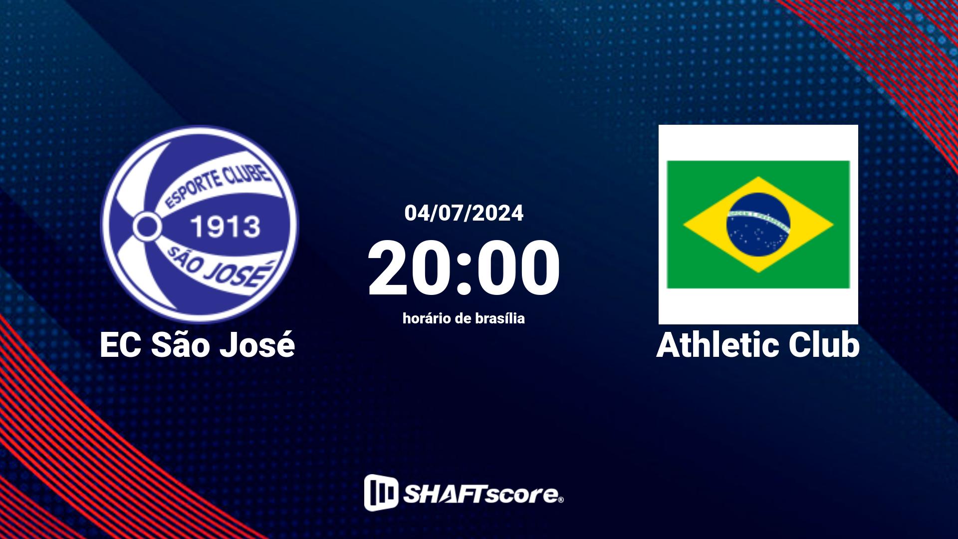 Estatísticas do jogo EC São José vs Athletic Club 04.07 20:00