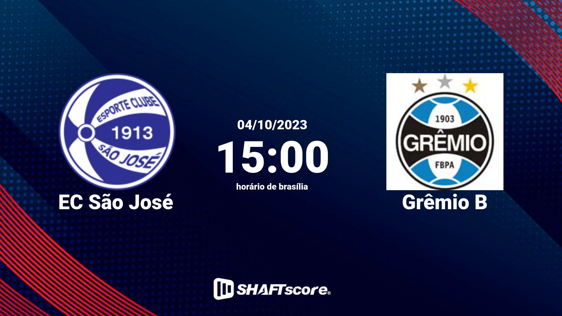 Estatísticas do jogo EC São José vs Grêmio B 04.10 15:00