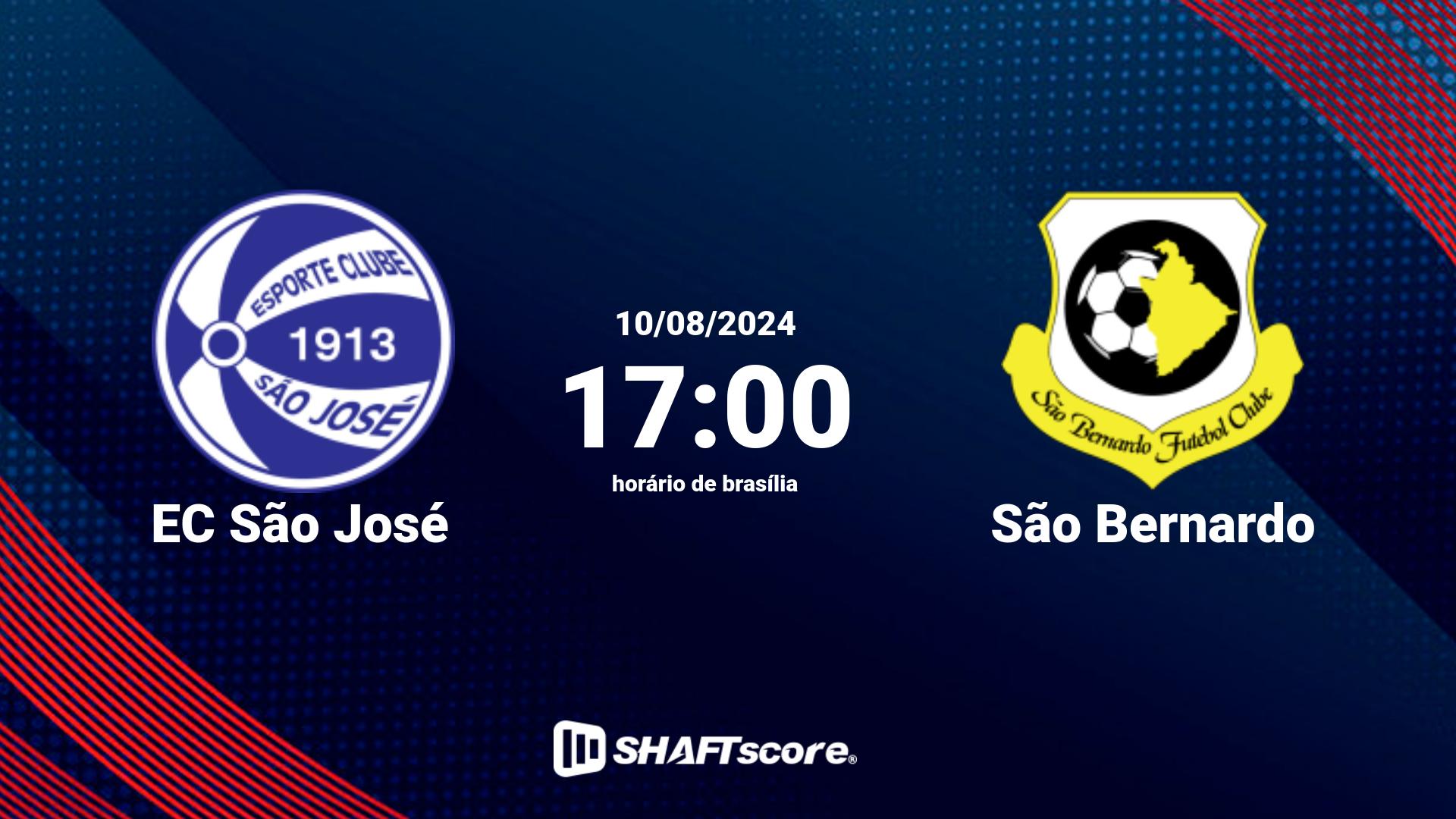 Estatísticas do jogo EC São José vs São Bernardo 10.08 17:00