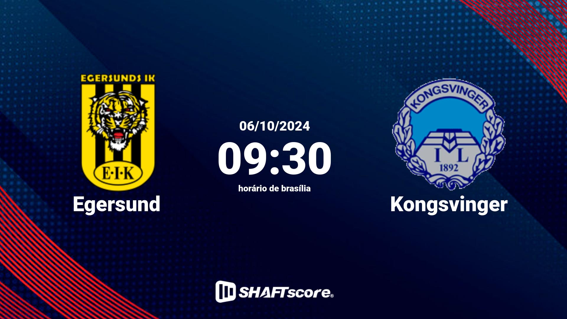 Estatísticas do jogo Egersund vs Kongsvinger 06.10 09:30