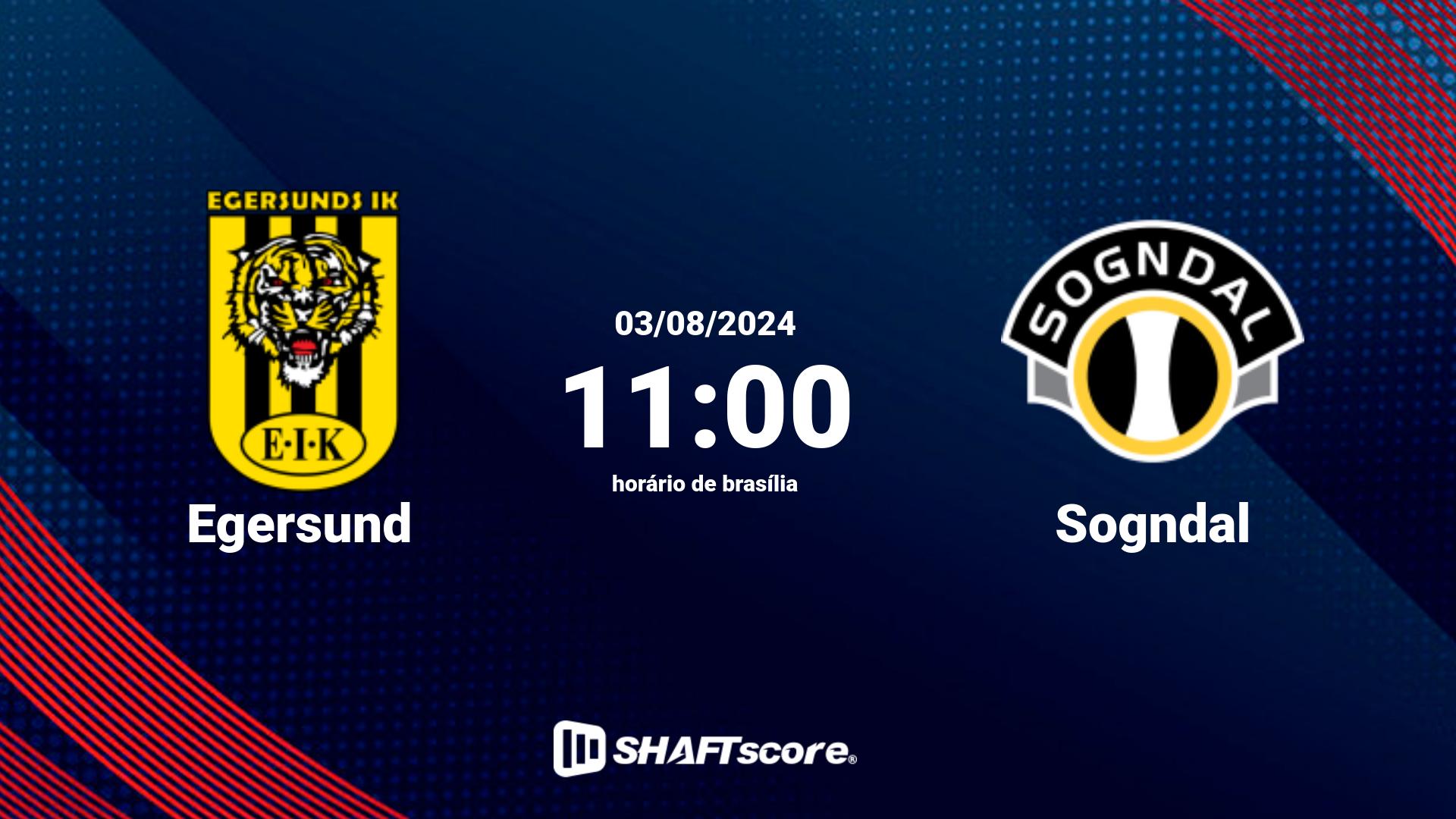 Estatísticas do jogo Egersund vs Sogndal 03.08 11:00