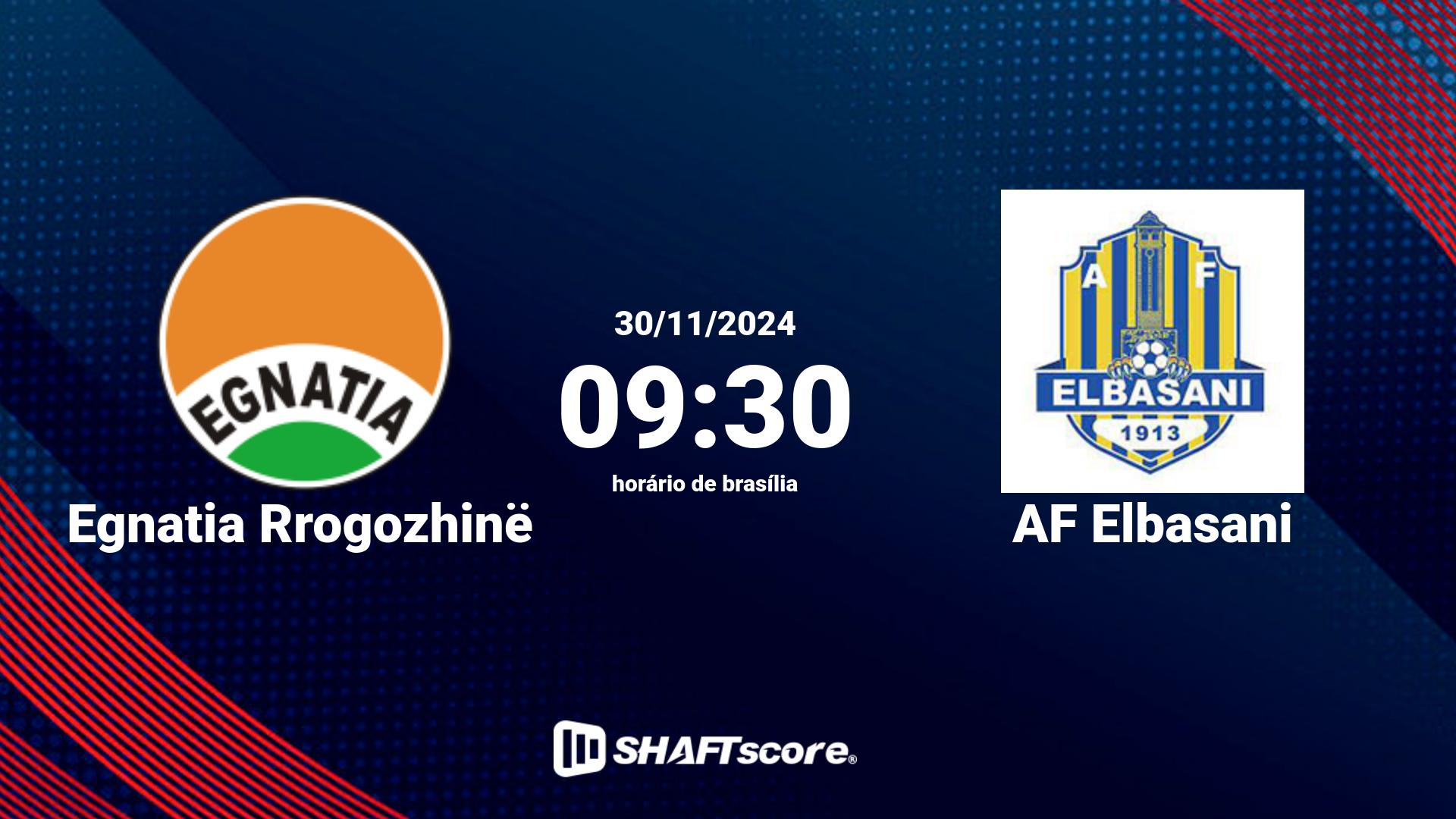 Estatísticas do jogo Egnatia Rrogozhinë vs AF Elbasani 30.11 09:30