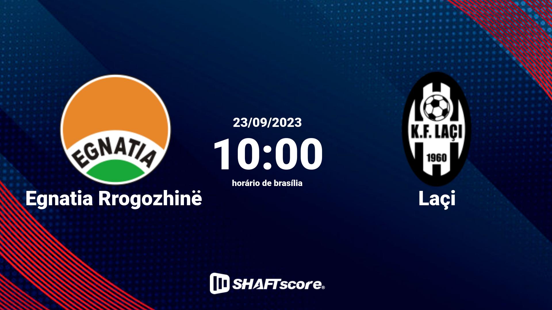 Estatísticas do jogo Egnatia Rrogozhinë vs Laçi 23.09 10:00