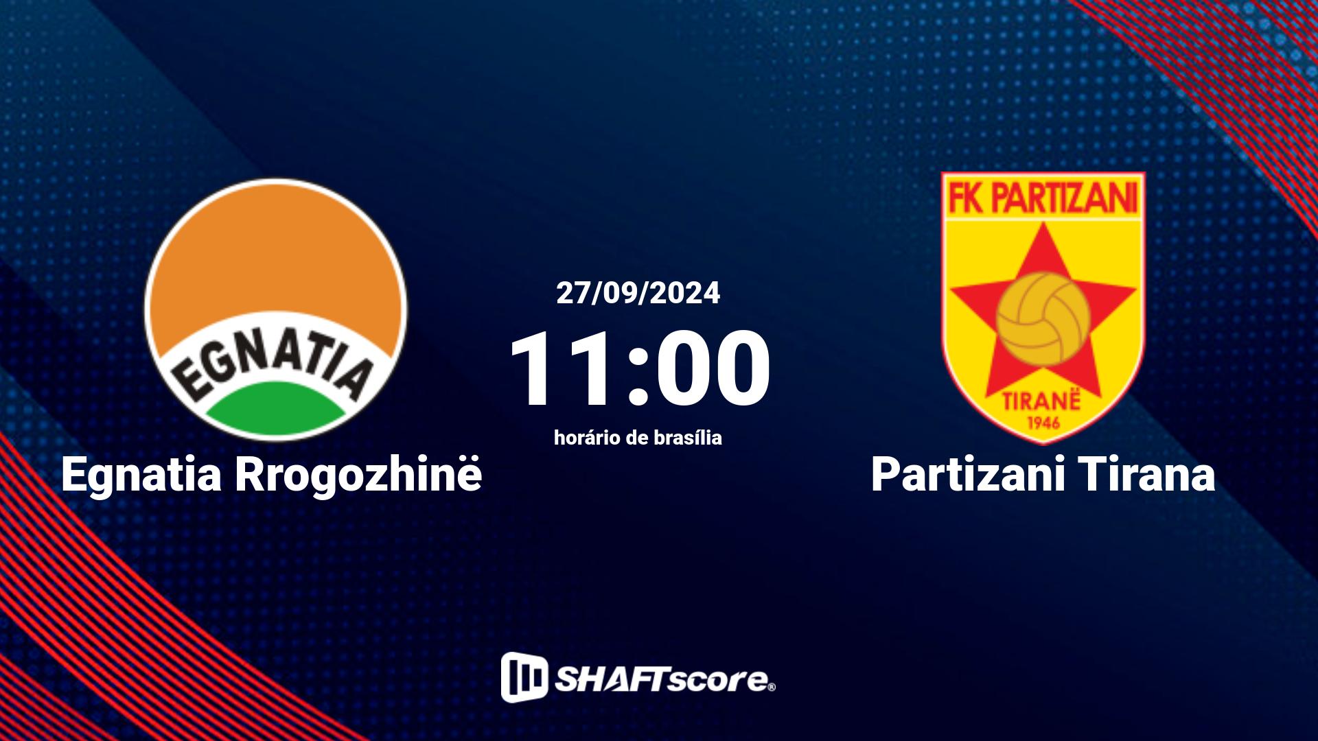 Estatísticas do jogo Egnatia Rrogozhinë vs Partizani Tirana 27.09 11:00