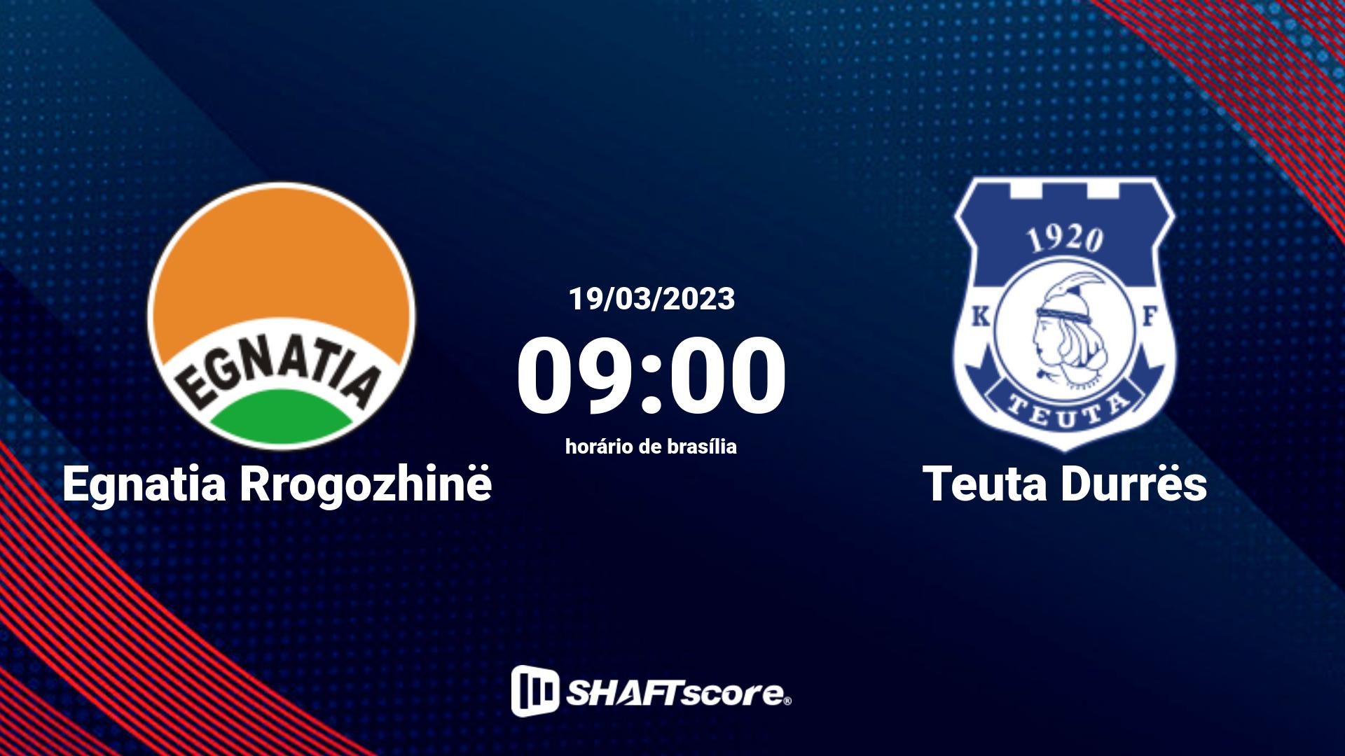 Estatísticas do jogo Egnatia Rrogozhinë vs Teuta Durrës 19.03 09:00