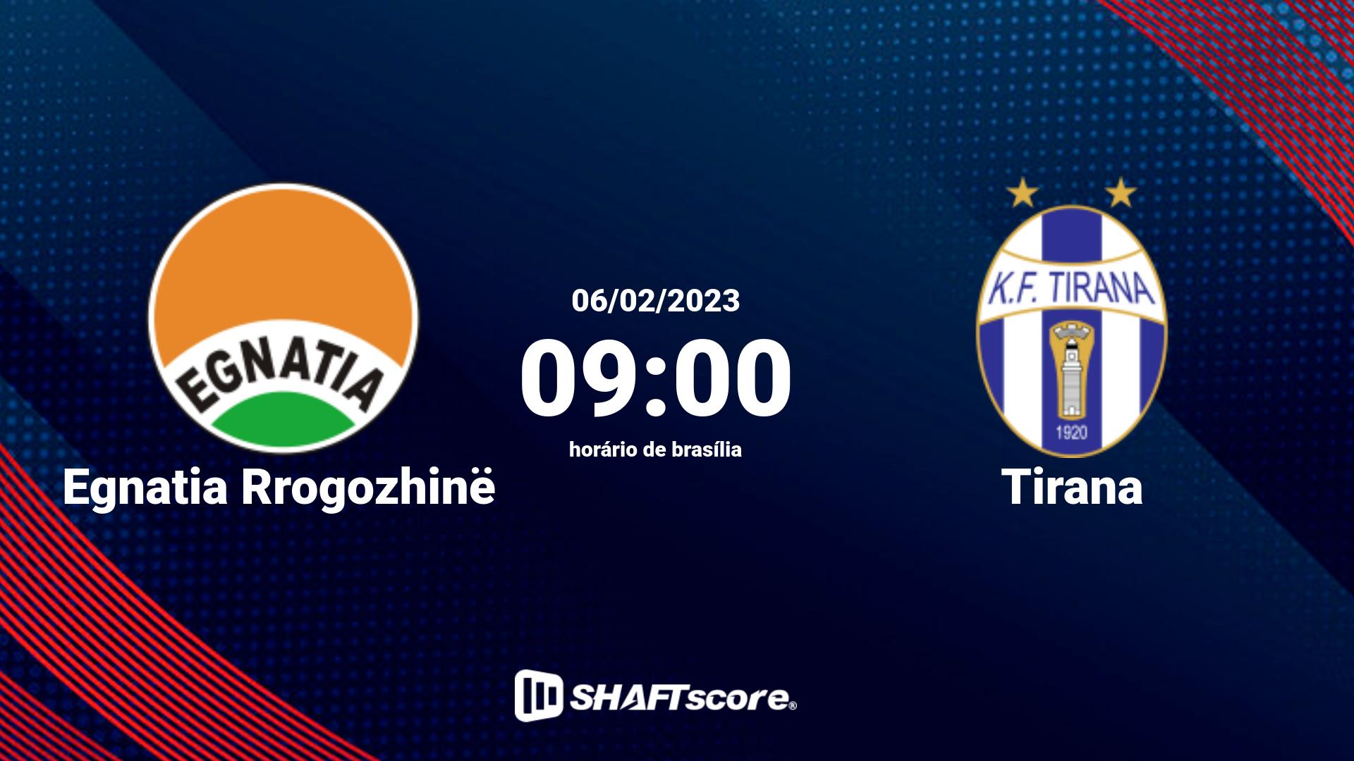 Estatísticas do jogo Egnatia Rrogozhinë vs Tirana 06.02 09:00