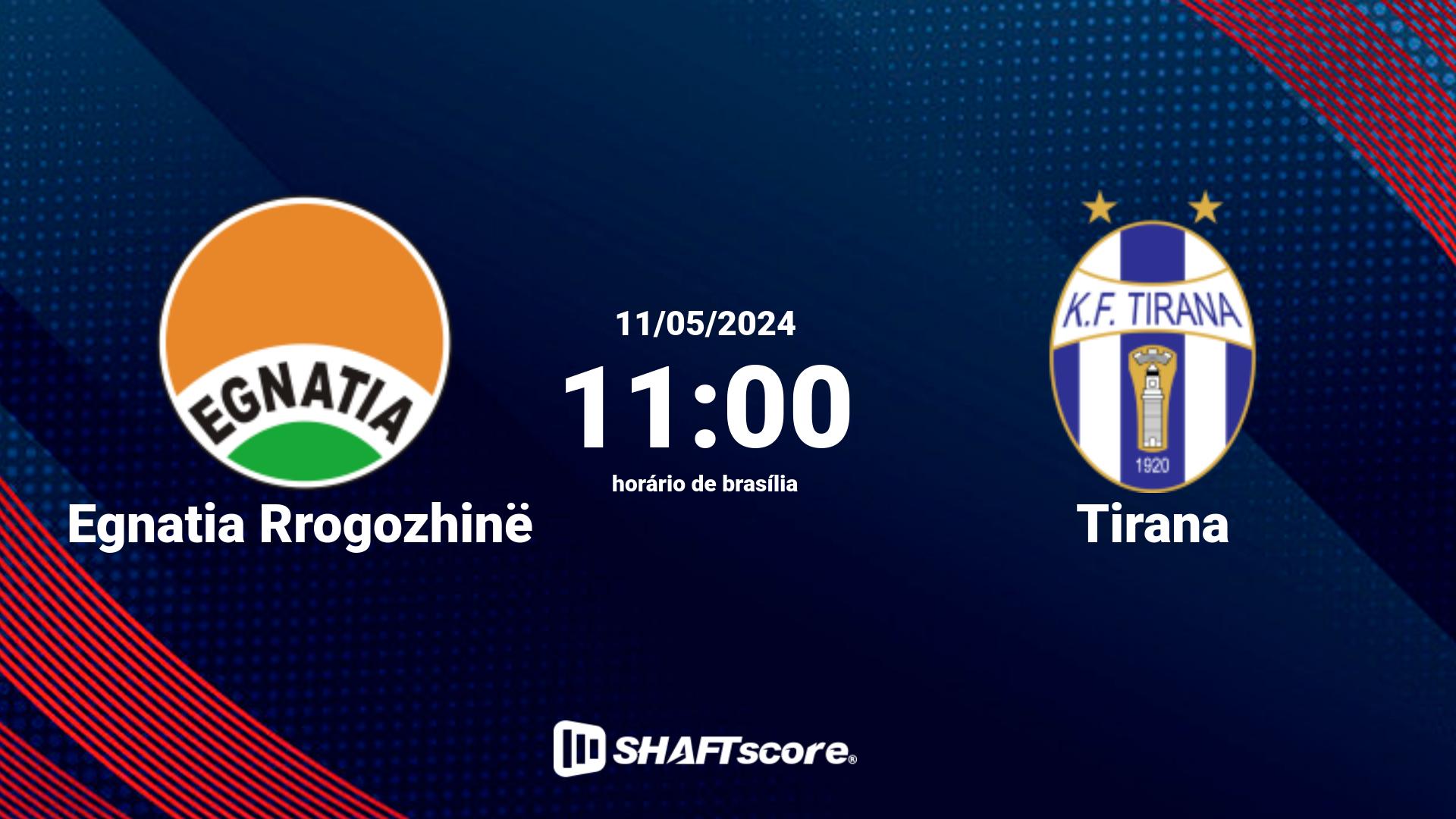 Estatísticas do jogo Egnatia Rrogozhinë vs Tirana 11.05 11:00