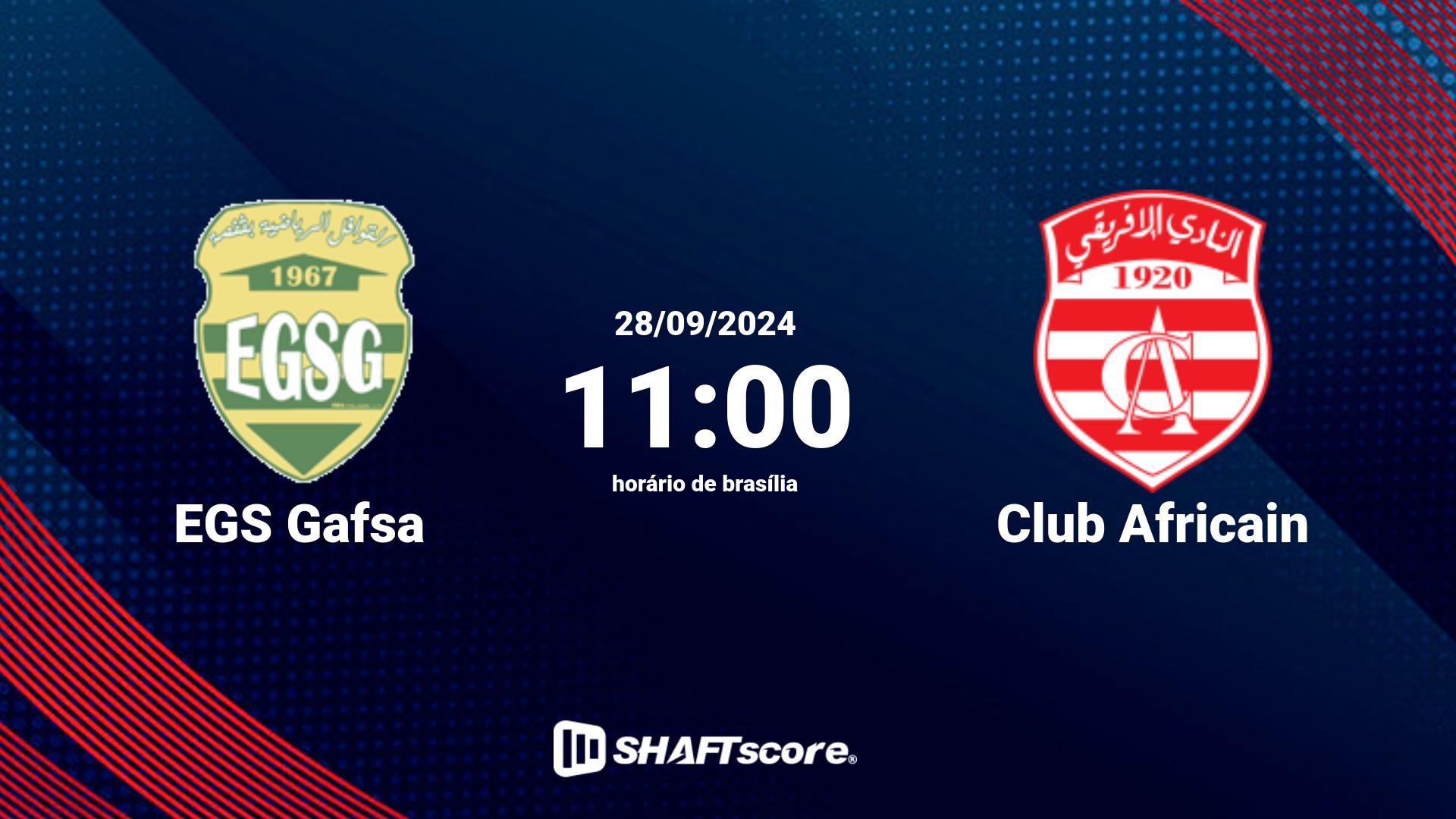 Estatísticas do jogo EGS Gafsa vs Club Africain 28.09 11:00