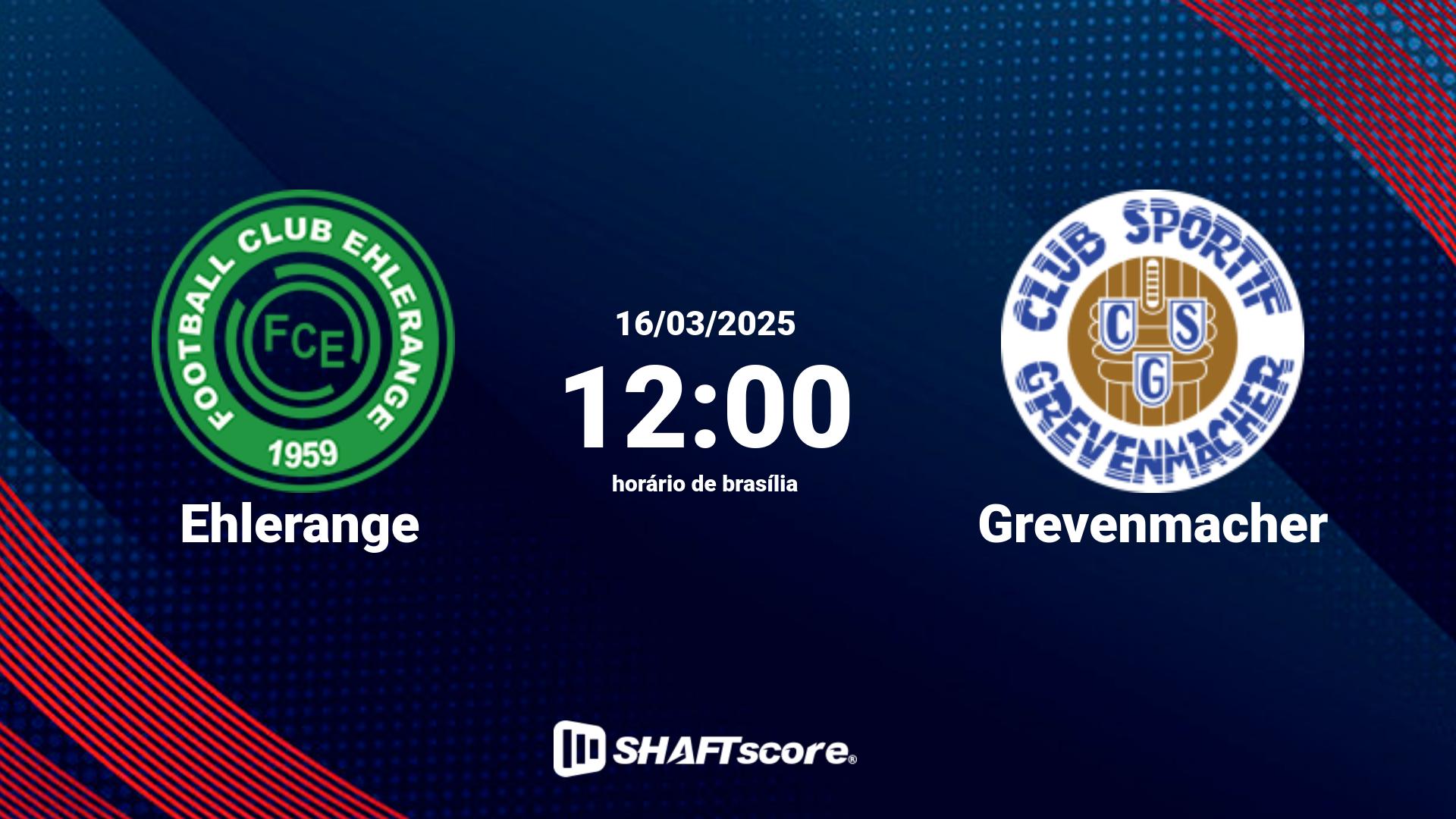 Estatísticas do jogo Ehlerange vs Grevenmacher 16.03 12:00