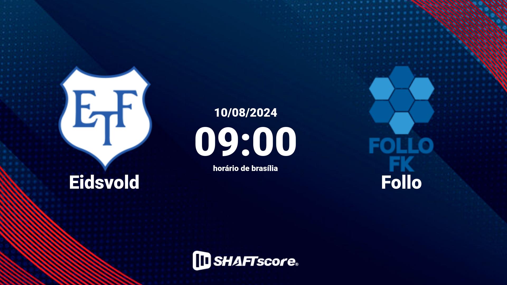 Estatísticas do jogo Eidsvold vs Follo 10.08 09:00