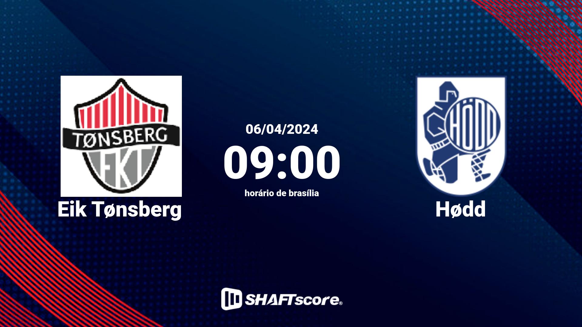 Estatísticas do jogo Eik Tønsberg vs Hødd 06.04 09:00