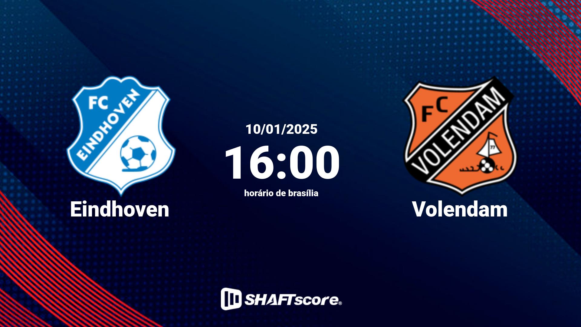 Estatísticas do jogo Eindhoven vs Volendam 10.01 16:00