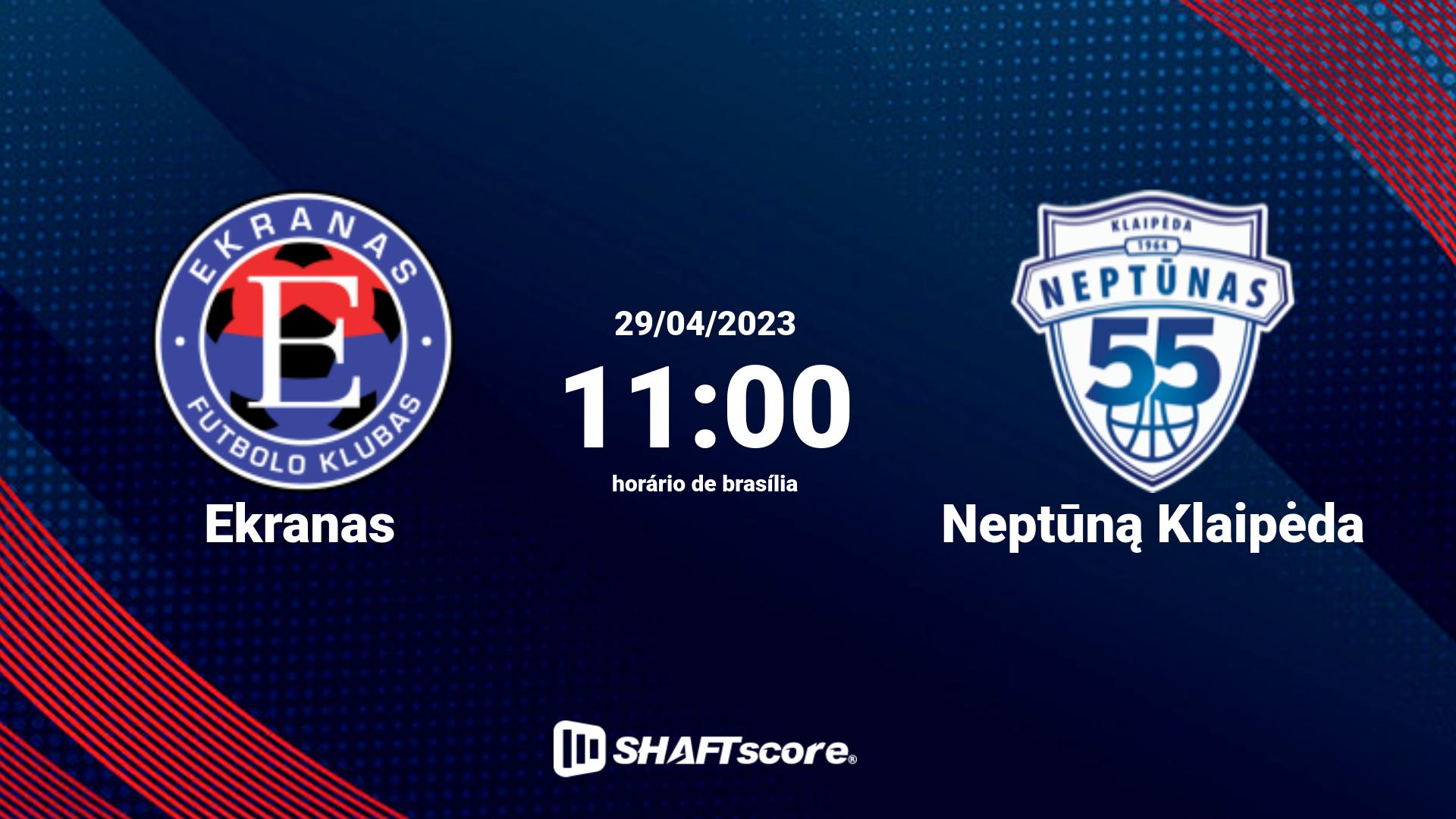 Estatísticas do jogo Ekranas vs Neptūną Klaipėda 29.04 11:00