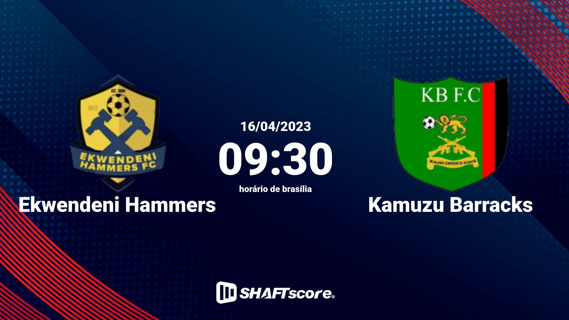 Estatísticas do jogo Ekwendeni Hammers vs Kamuzu Barracks 16.04 09:30