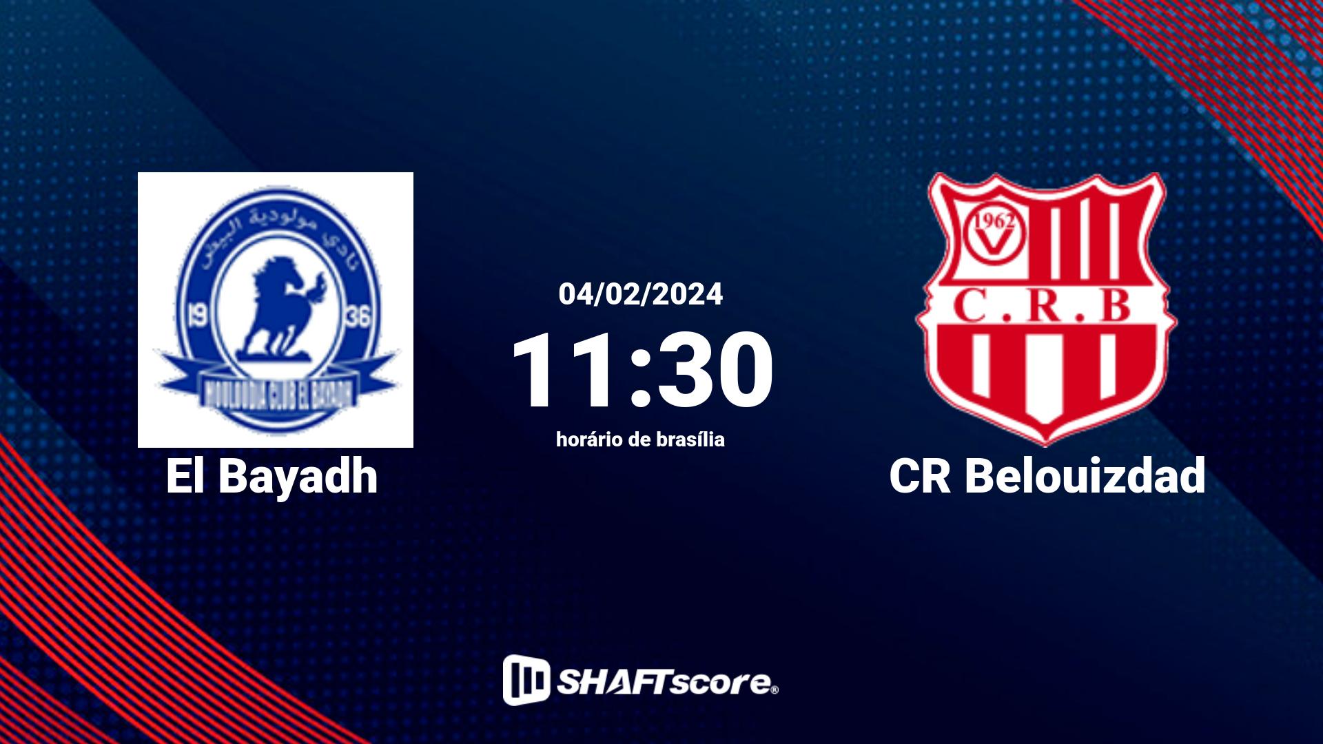 Estatísticas do jogo El Bayadh vs CR Belouizdad 04.02 11:30