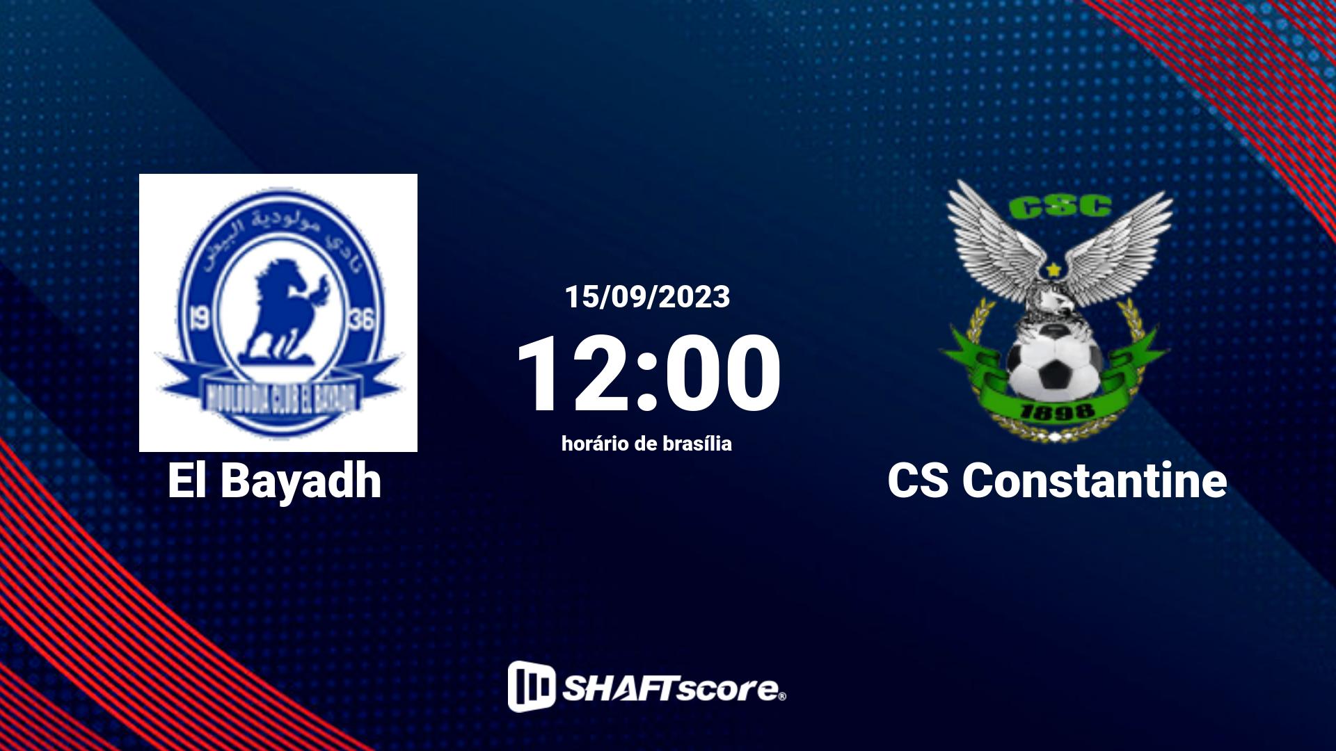 Estatísticas do jogo El Bayadh vs CS Constantine 15.09 12:00